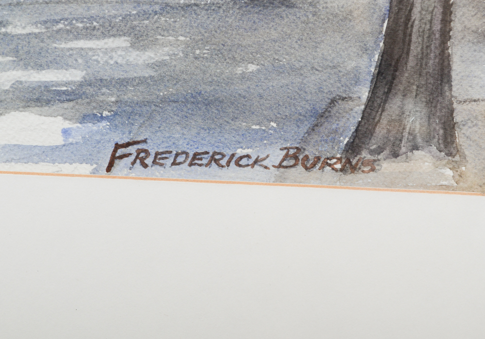 Frederick Burns Watercolor of Manlius, New York Village Street