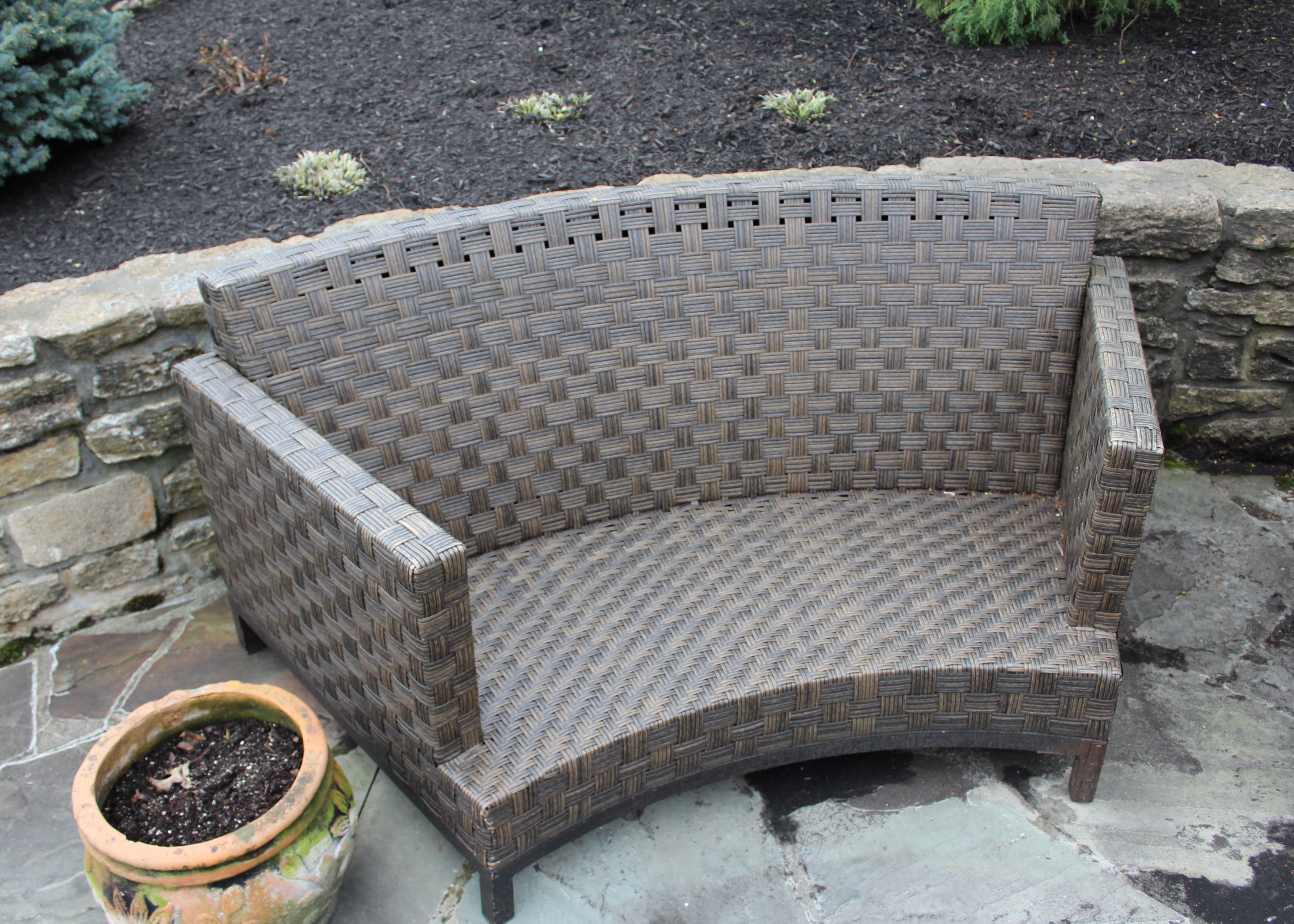 Frontgate Outdoor Sofas and Teracotta Planter Pots