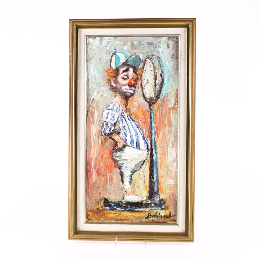 George Bohland Oil Painting on Canvas Board of Clown