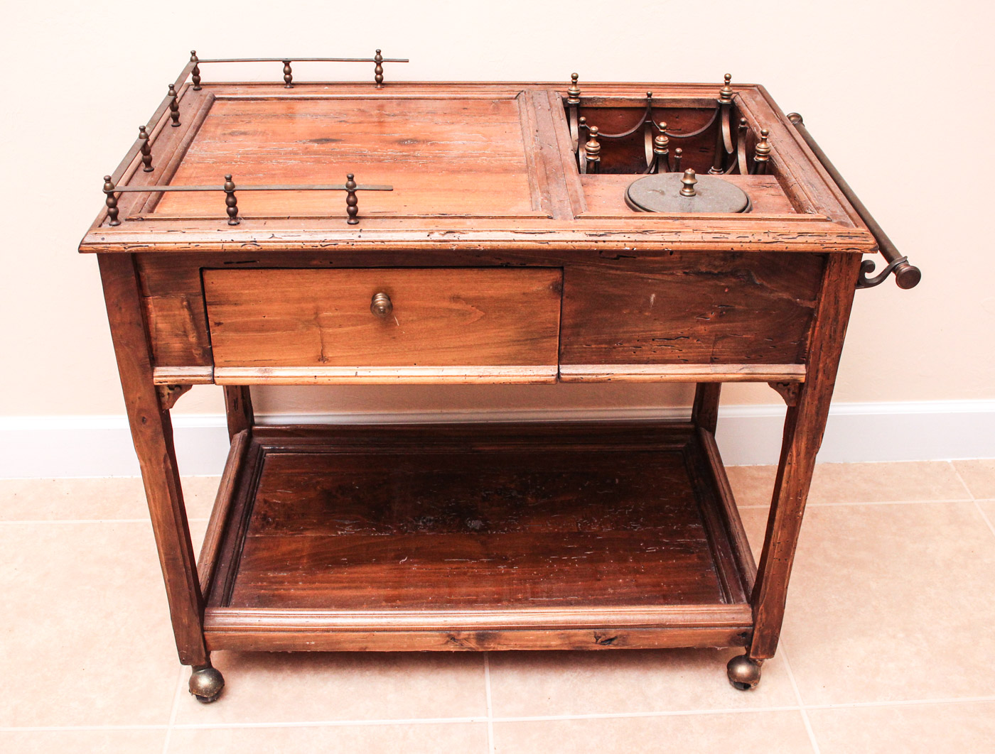 Rolling Wooden Bar Cart