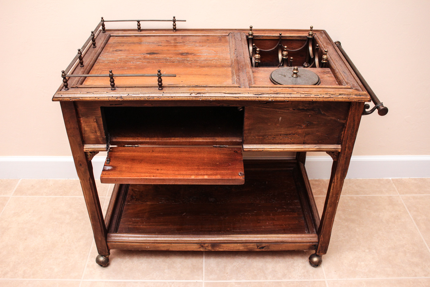 Rolling Wooden Bar Cart