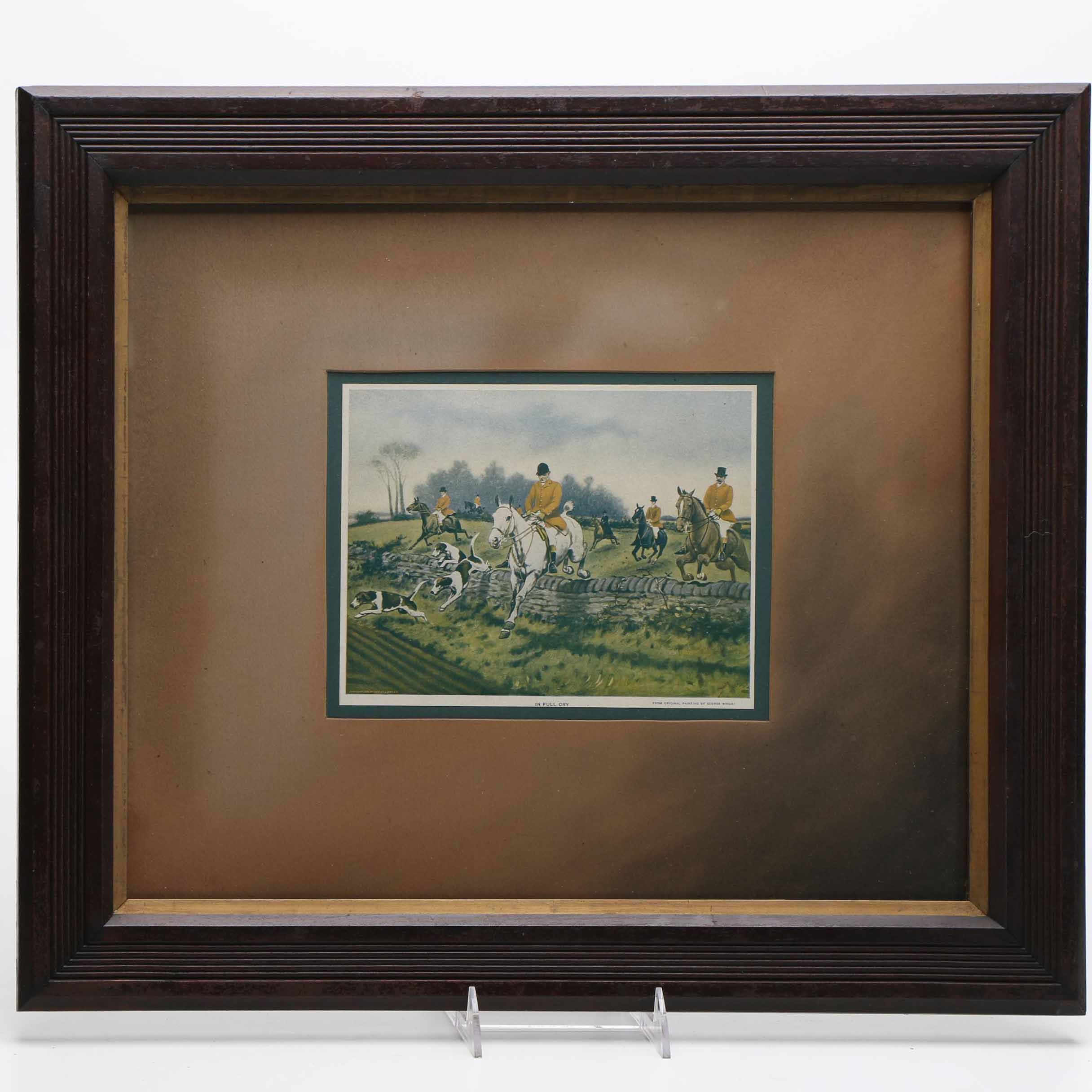 George Wright Offset Lithograph "In Full Cry"