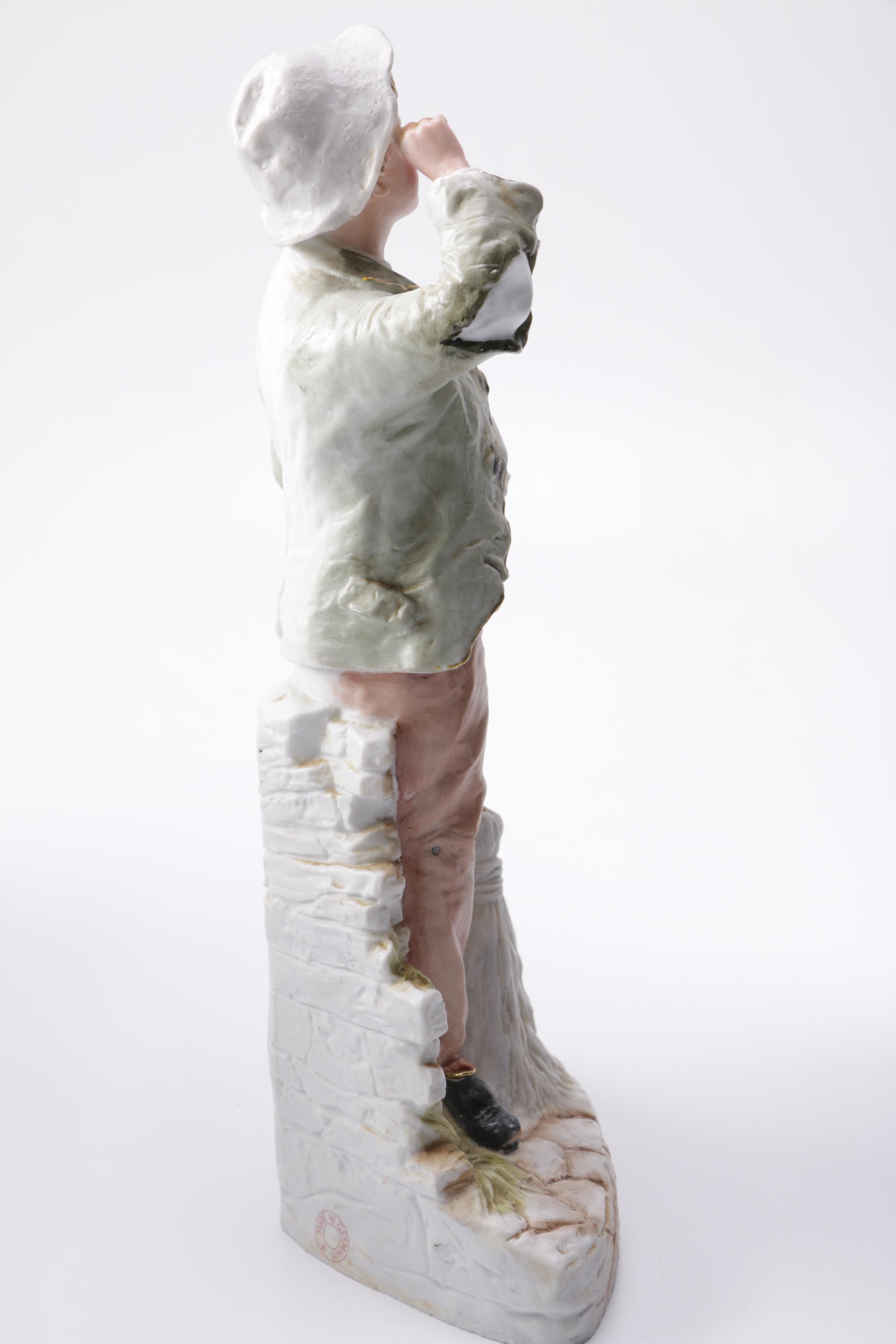 Gebruder Heubach Schutz Bisque Porcelain Boy With Broom Figure