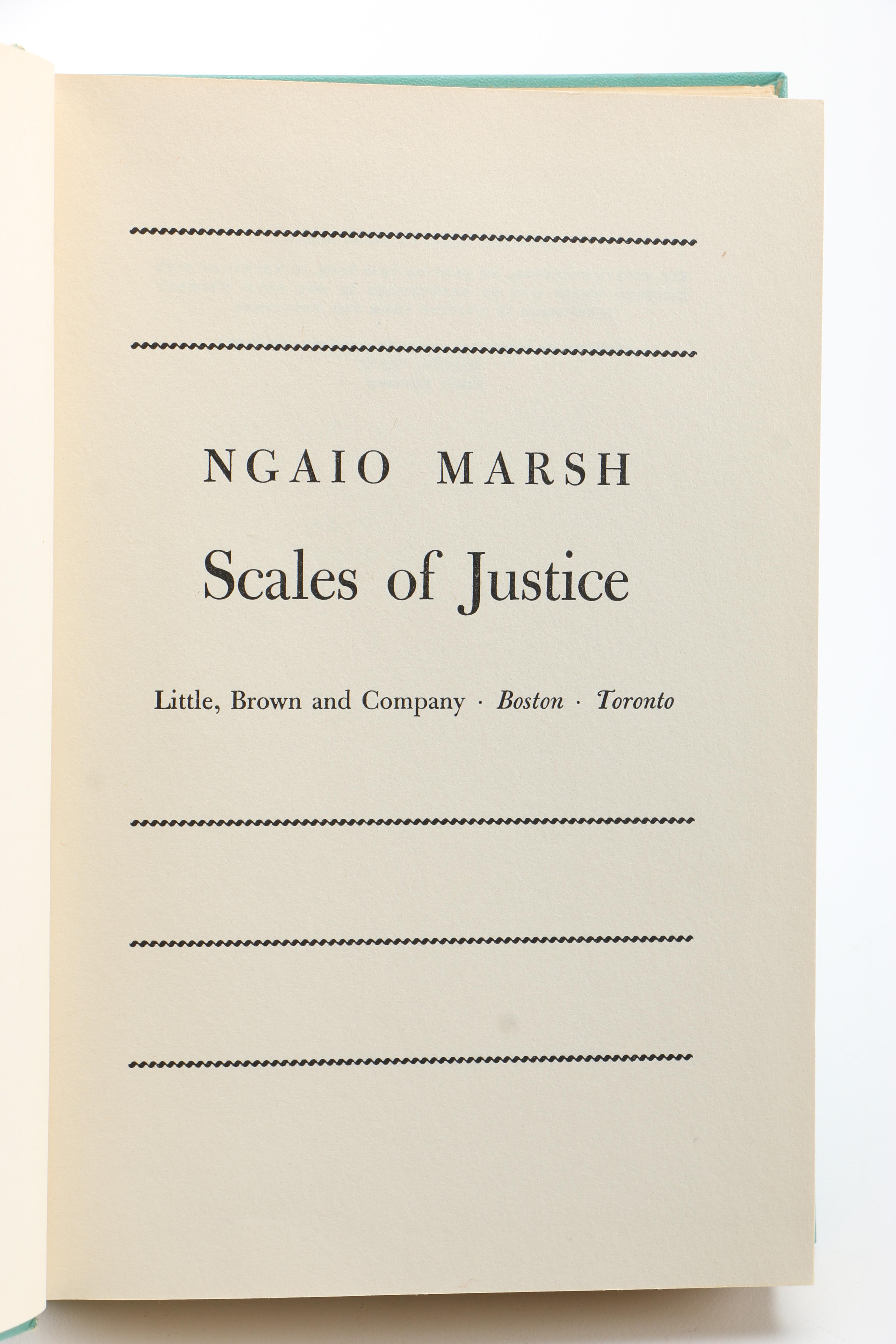 1955 First Edition "Scales of Justice" by Ngiao Marsh