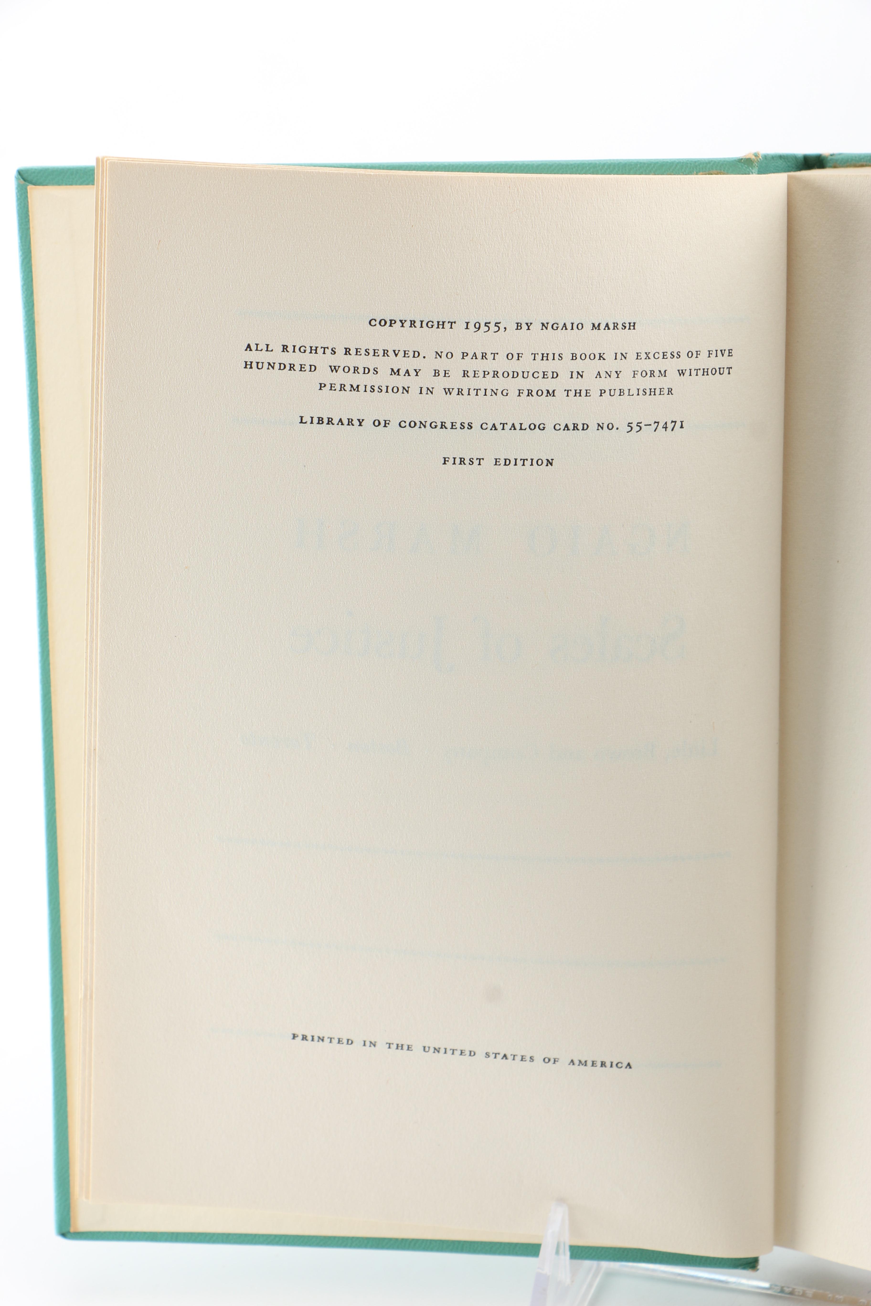 1955 First Edition "Scales of Justice" by Ngiao Marsh