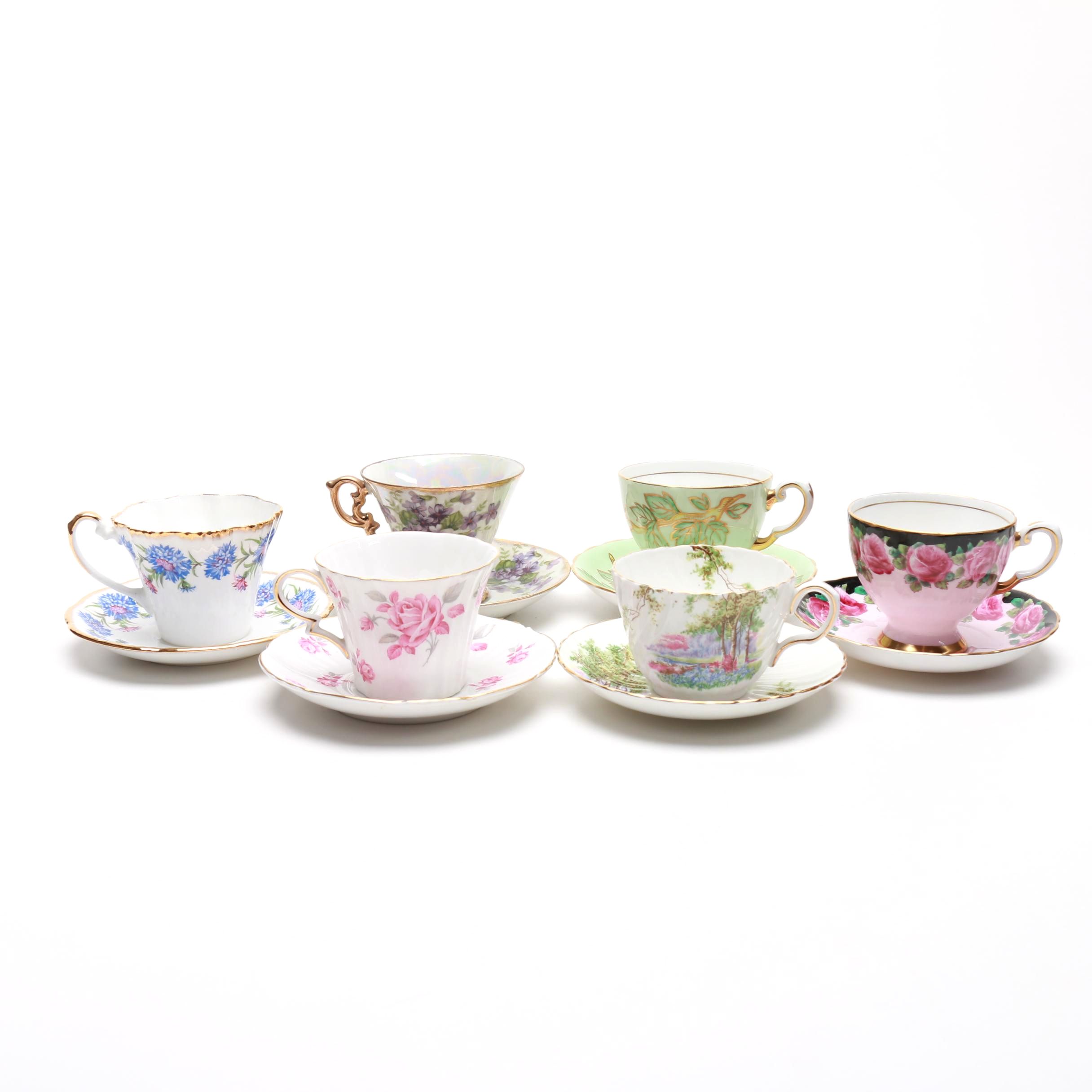Collection of Bone China Teacups and Saucers