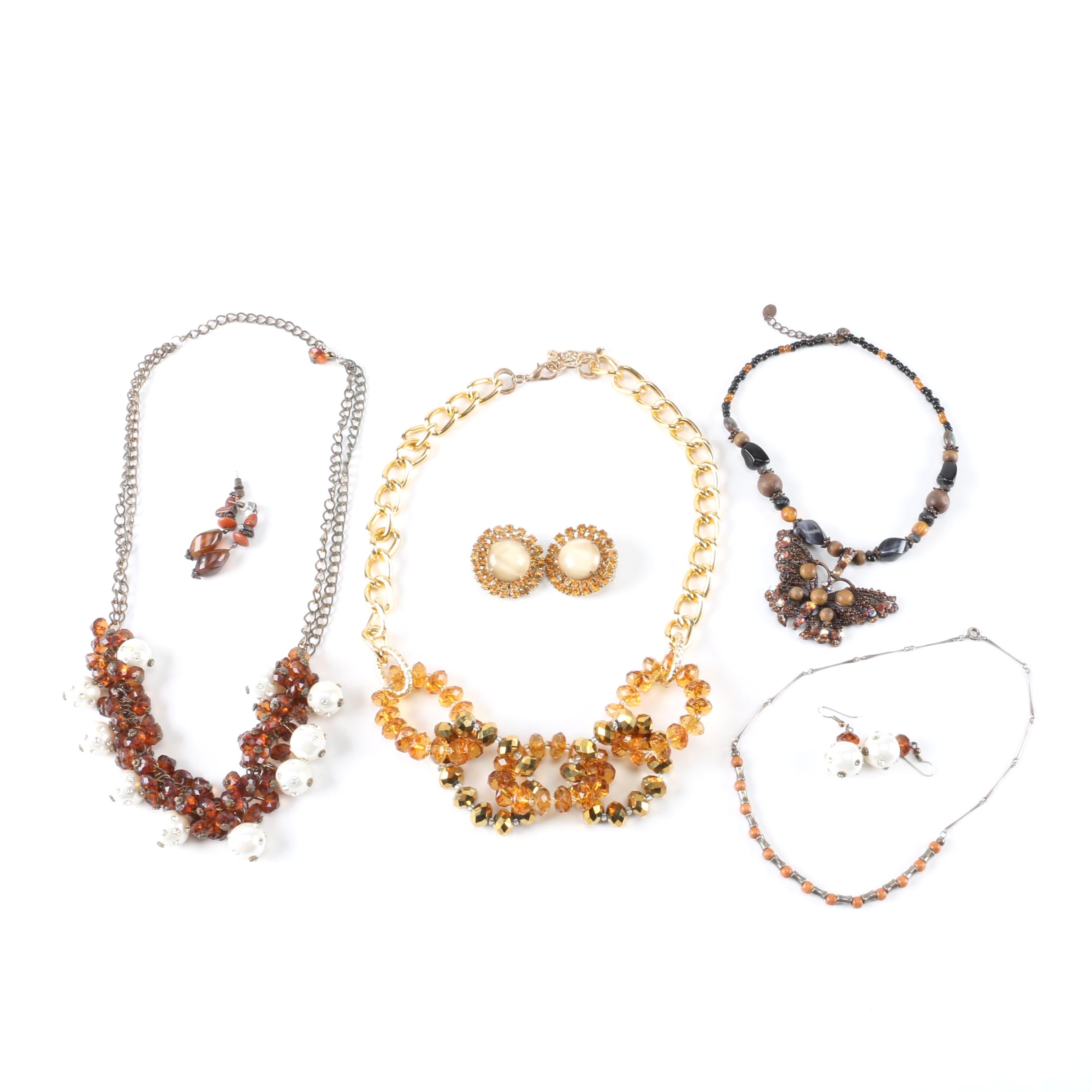 Amber Tone Costume Jewelry