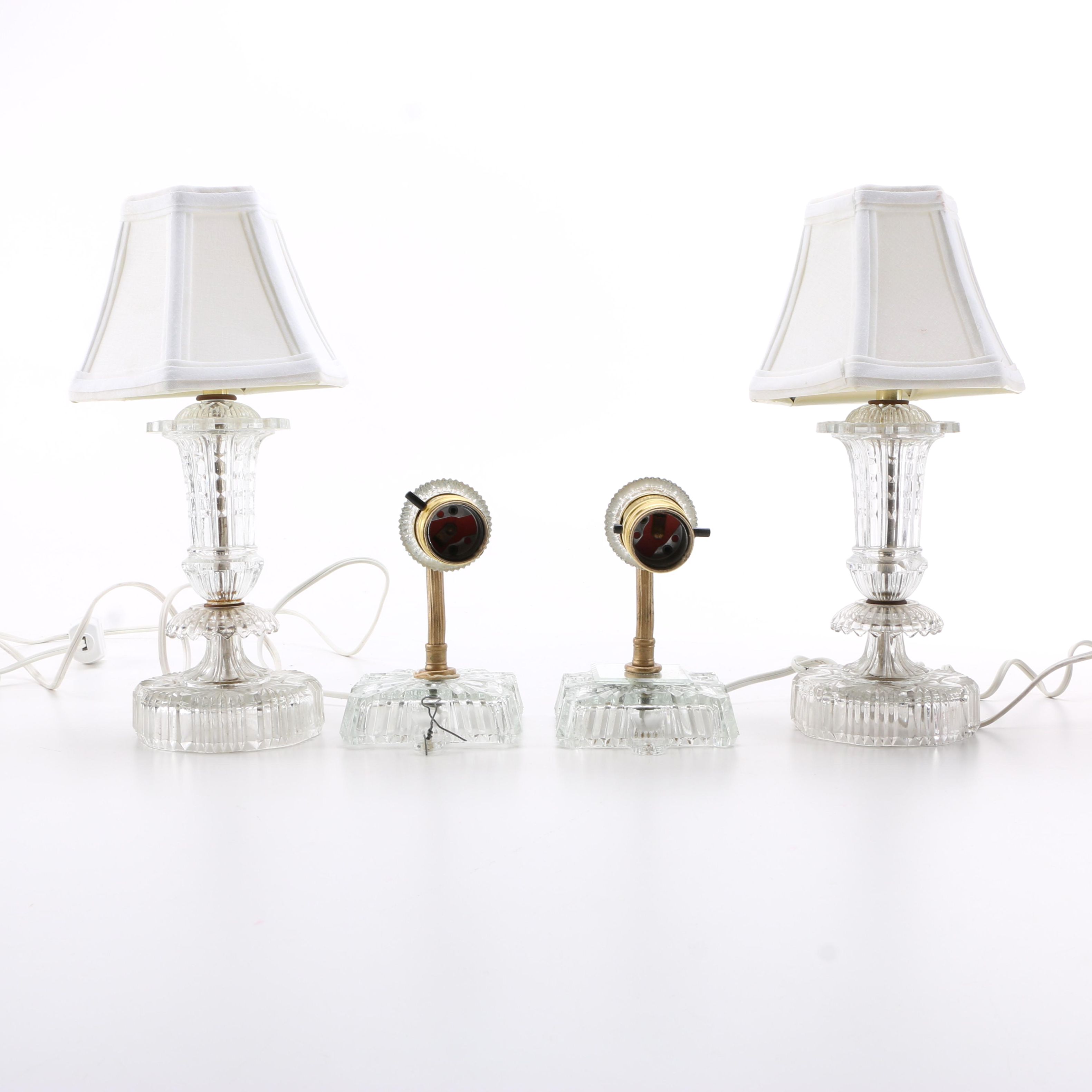 Gold Tone and Glass Table Lamps and Sconces