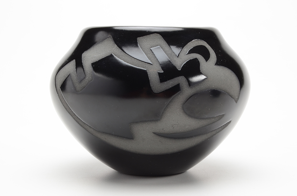 Pair of Signed Black Pottery Vessels Including Oaxaca