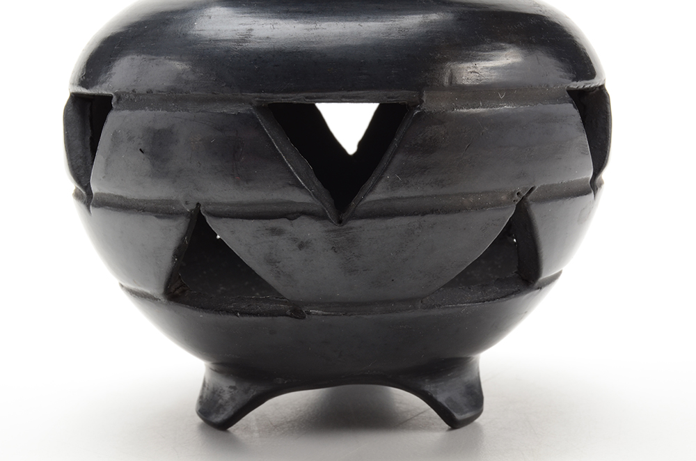 Pair of Signed Black Pottery Vessels Including Oaxaca