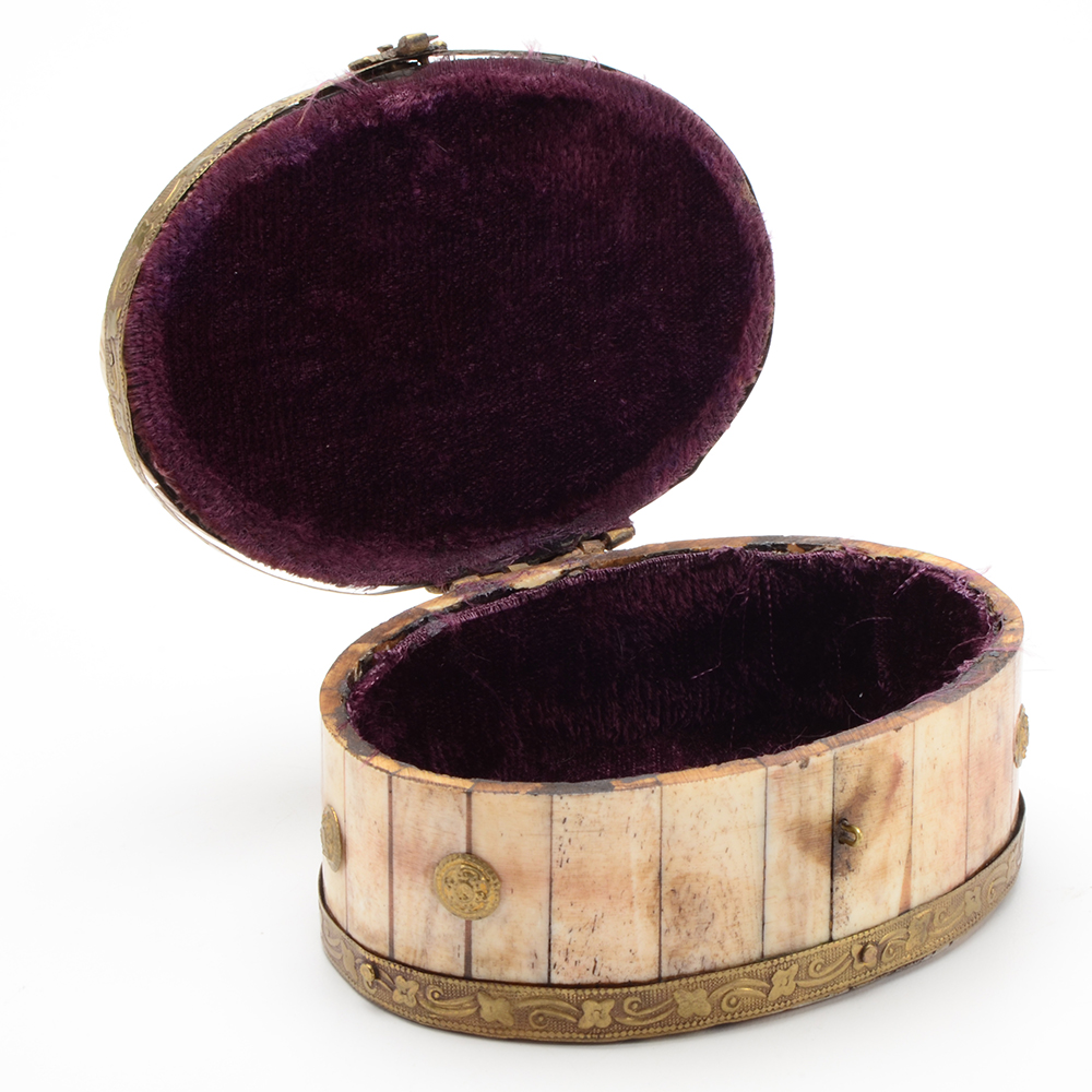 Vintage Turkish Bone and Brass Trinket Box