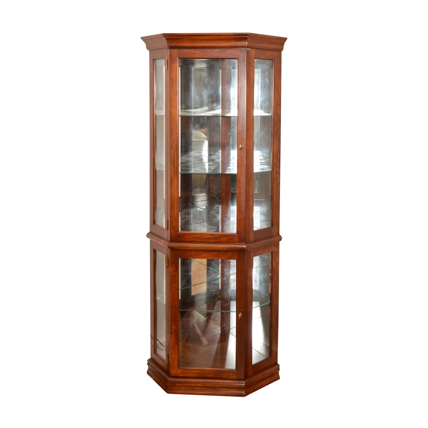 Contemporary Lighted Corner Curio Cabinet