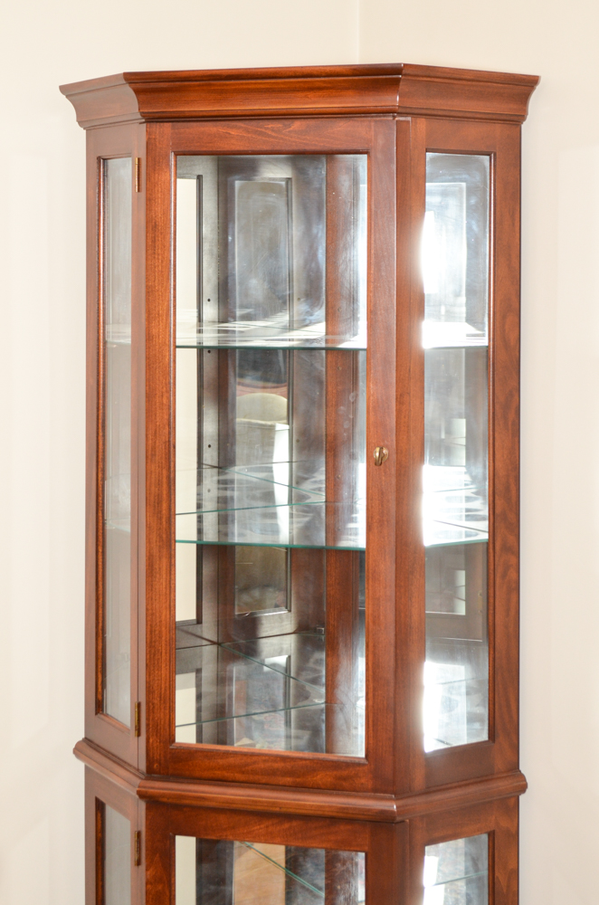 Contemporary Lighted Corner Curio Cabinet