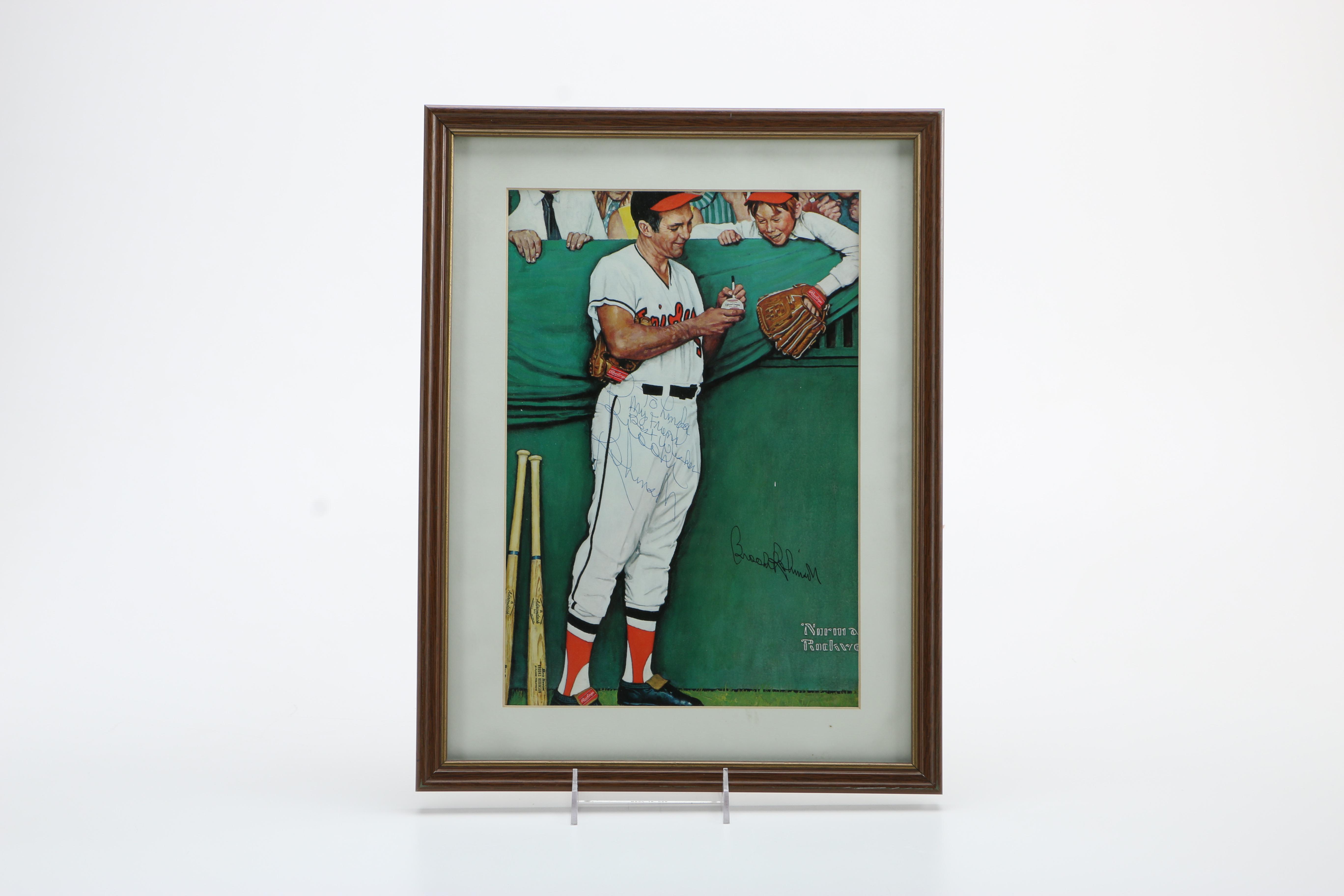 Signed Brooks Robinson picture and 1969-1970 Team Poster