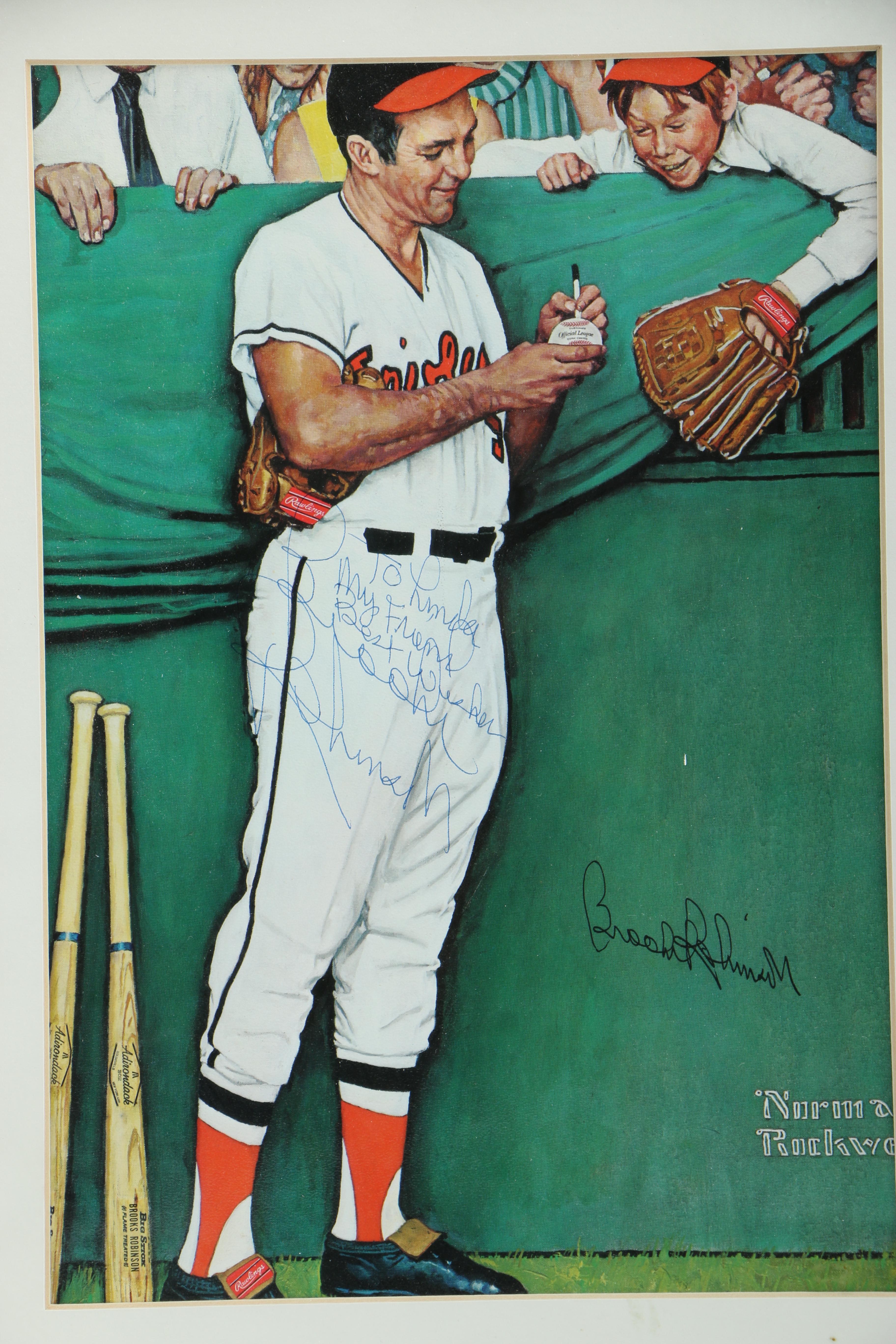 Signed Brooks Robinson picture and 1969-1970 Team Poster