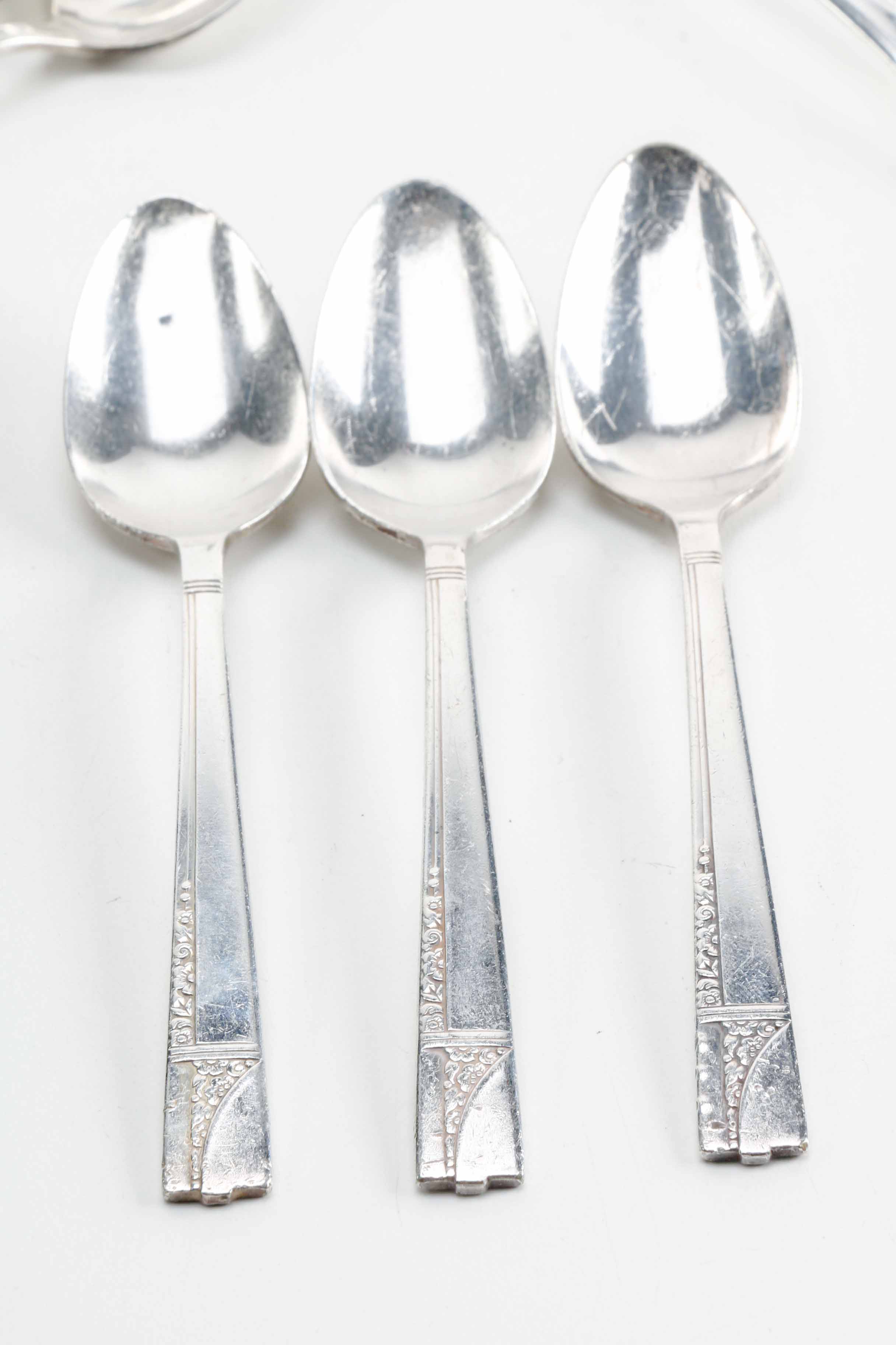 Silver Plate Flatware Featuring Oneida Community "Tudor Plate" Spoons