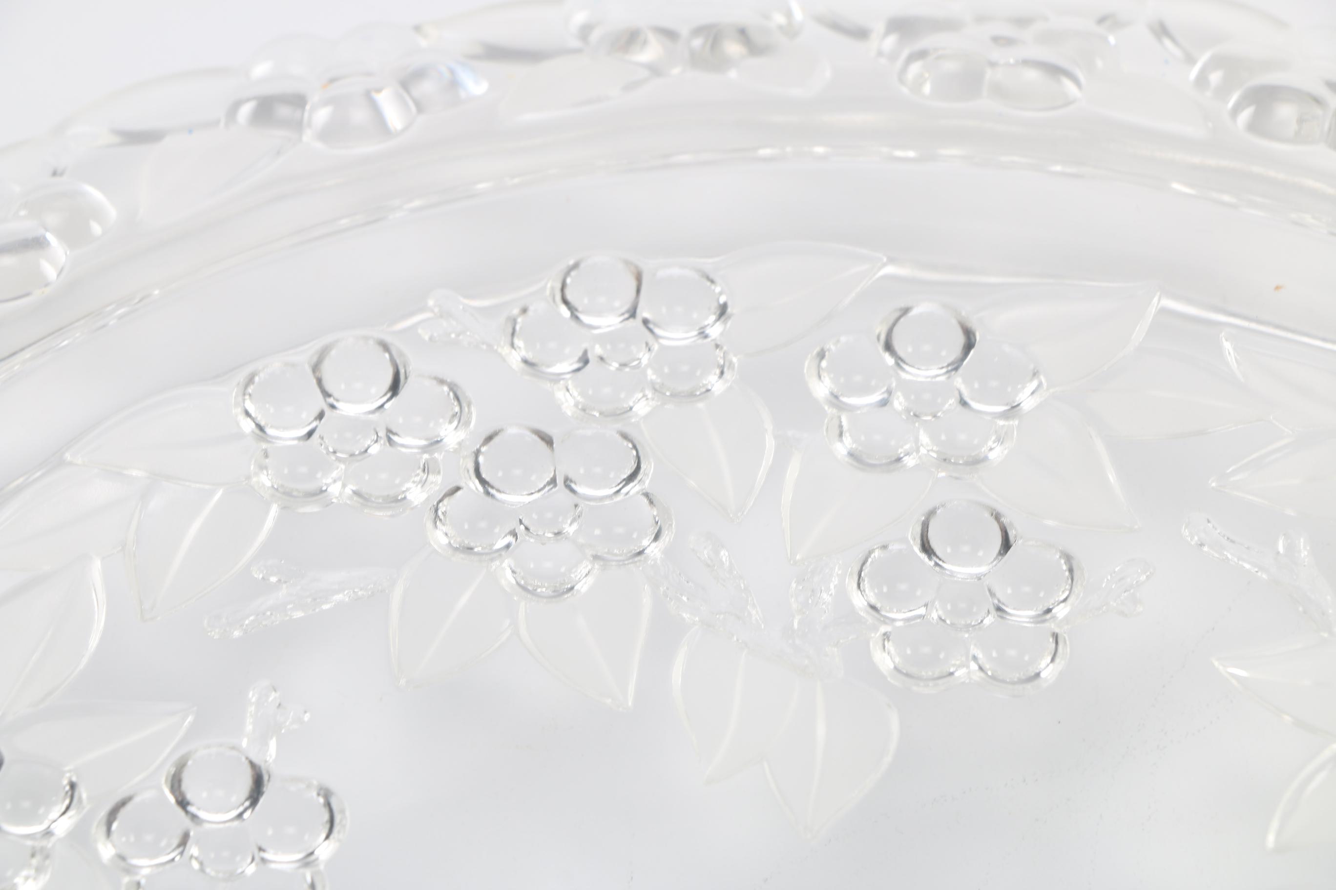 Molded Glass Serving Bowl and Platter With Blossom Detailing