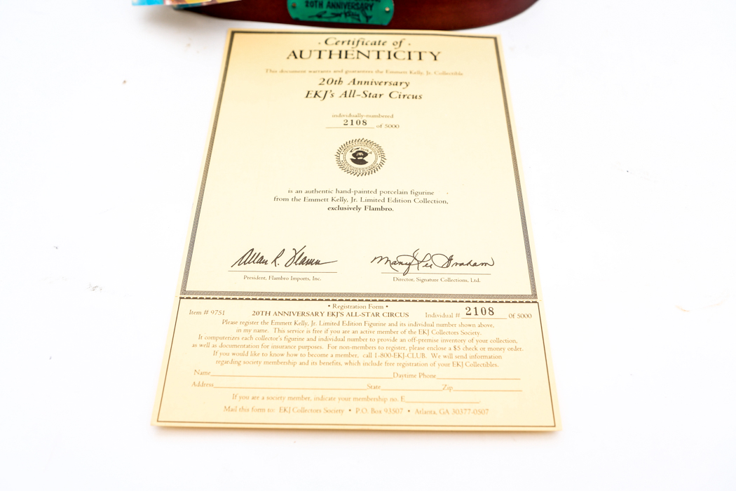 Limited Edition Emmett Kelly Figurine "EKJ'S All Circus 20th Anniversary"