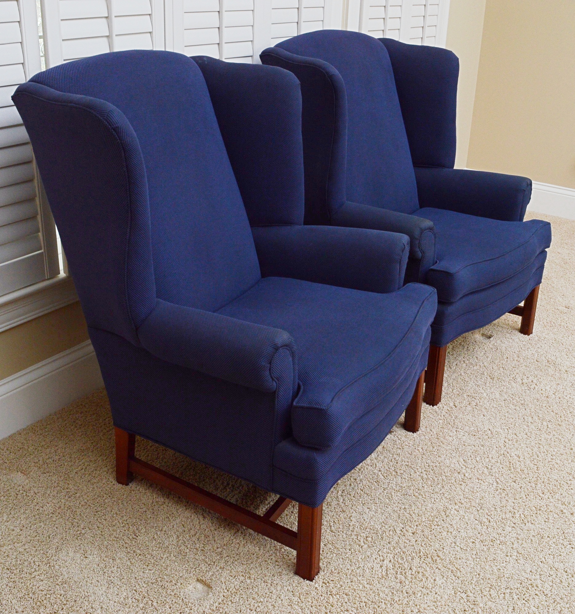 Pair of Wing Back Chairs by Conover Chair Company