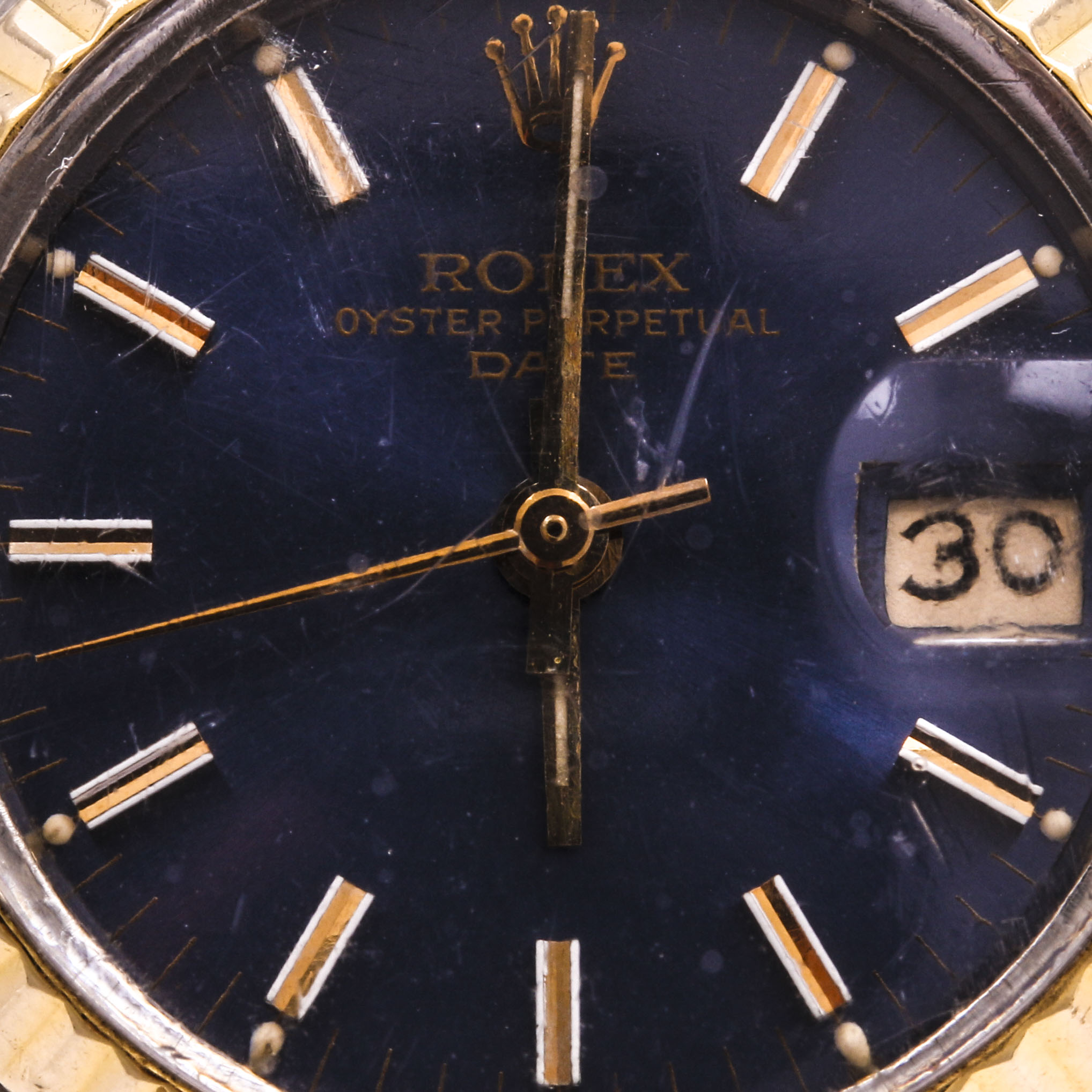 Vintage 14K Yellow Gold and Stainless Steel Oyster Perpetual Rolex Date Watch