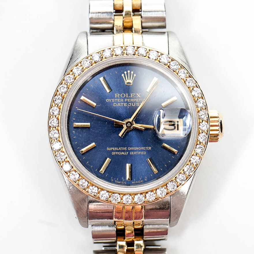 18K Yellow Gold Stainless Steel Rolex Oyster Perpetual Datejust Wristwatch