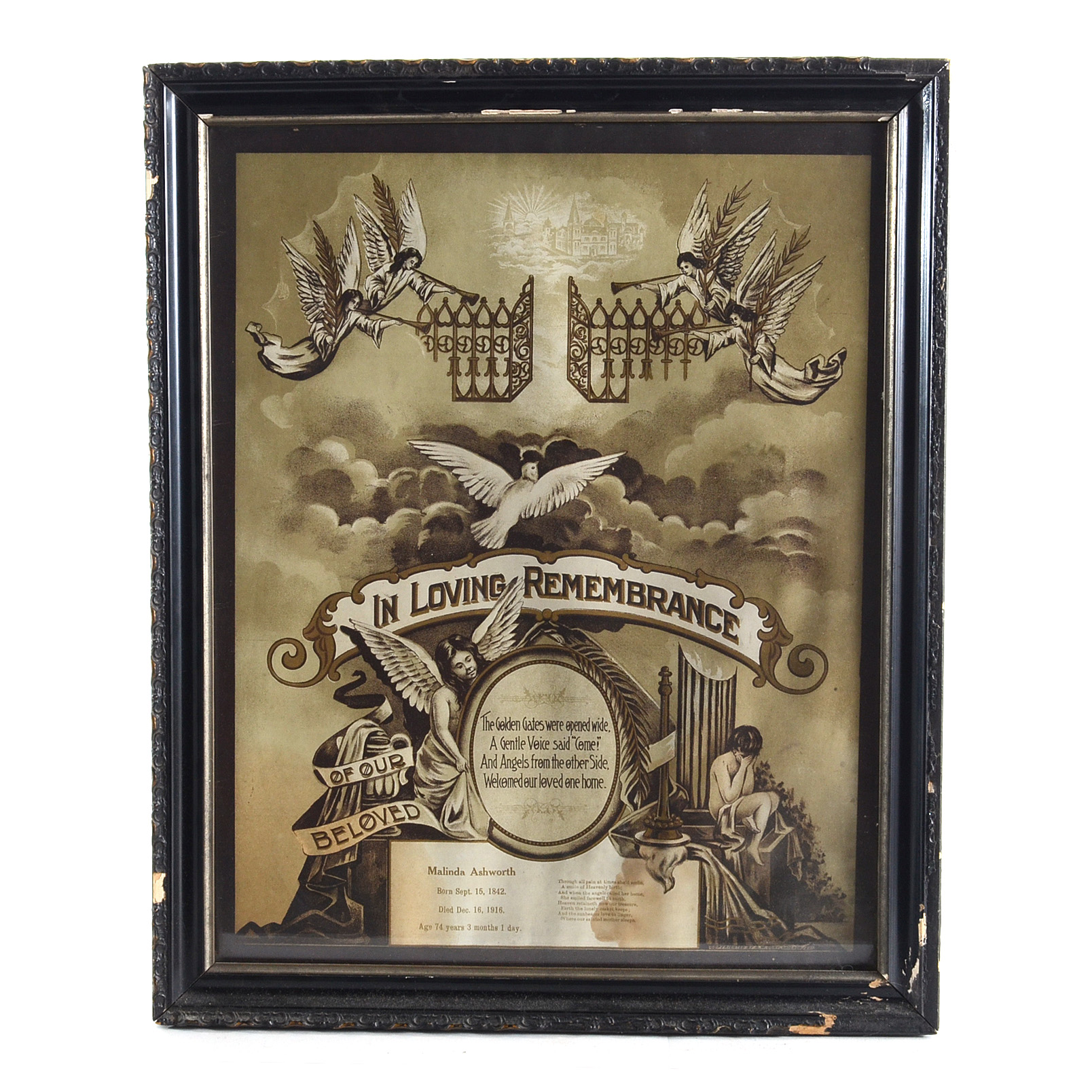 Antique Hand-Pulled Lithograph Memorial Print