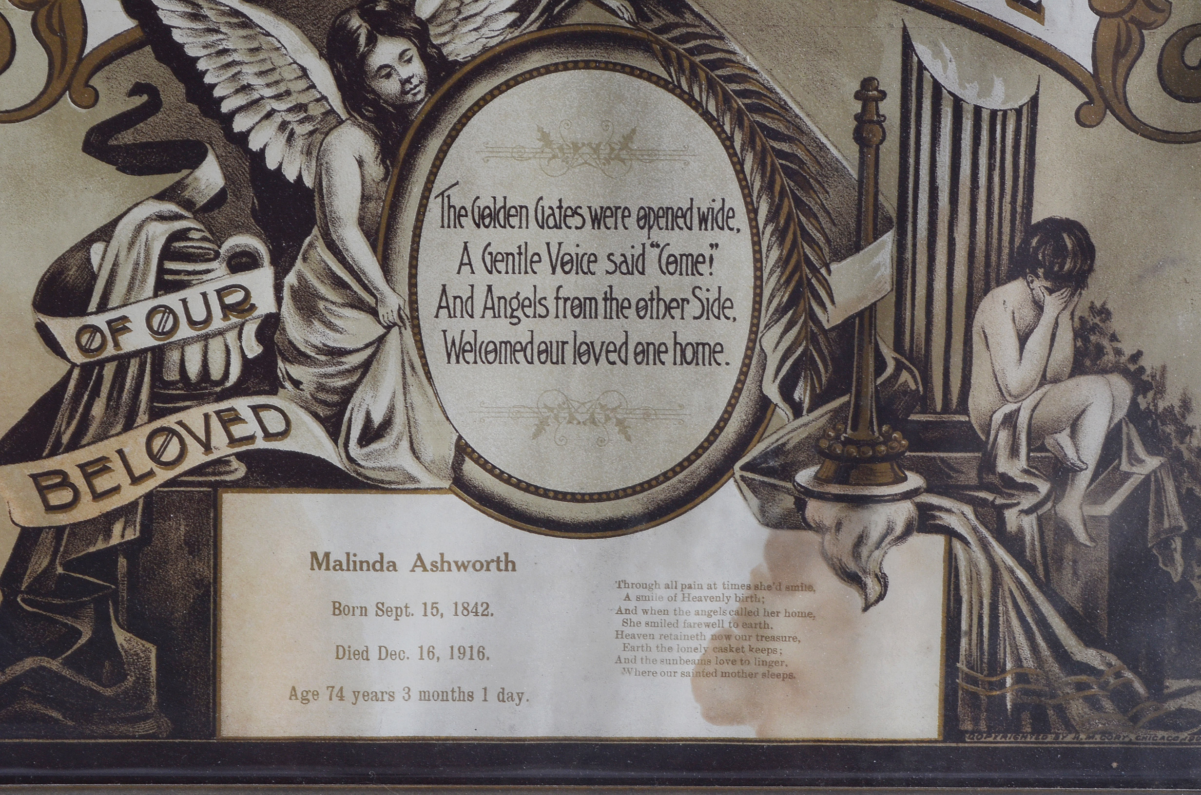 Antique Hand-Pulled Lithograph Memorial Print