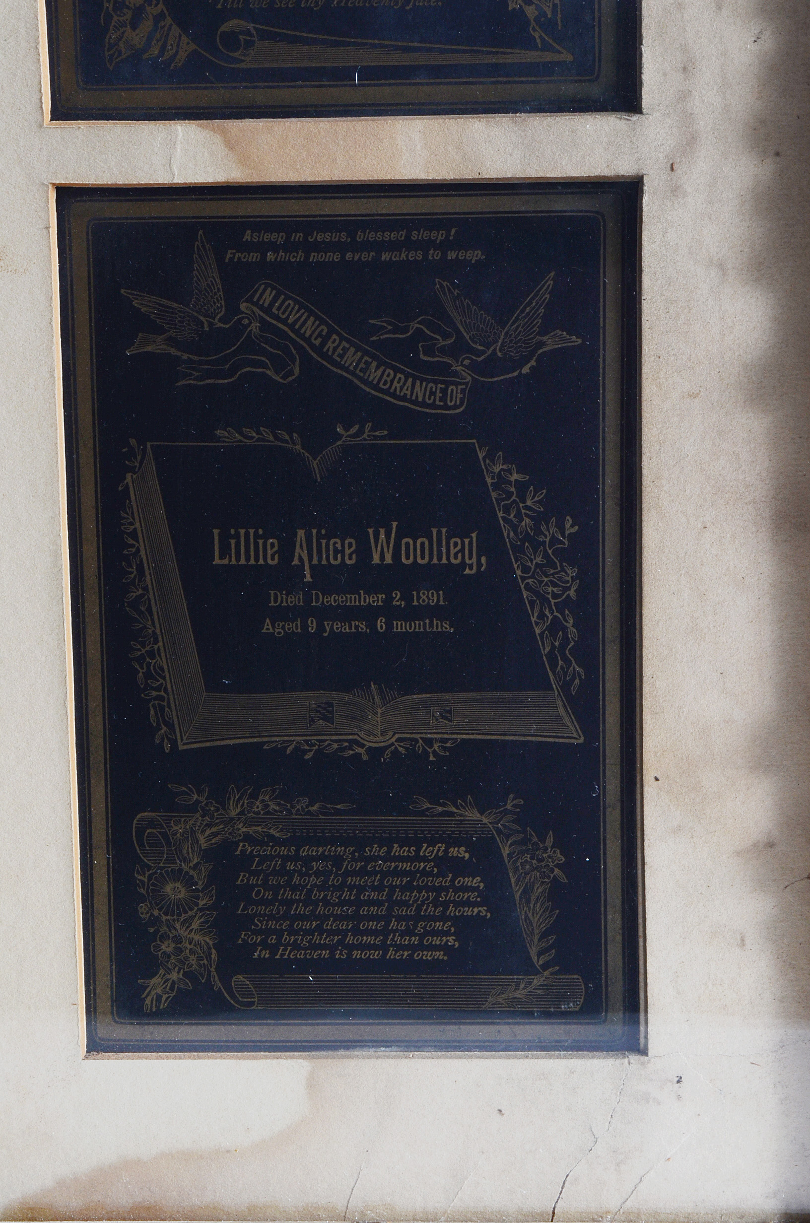1890s Framed Memorial Cards for Grandfather and Grandchildren