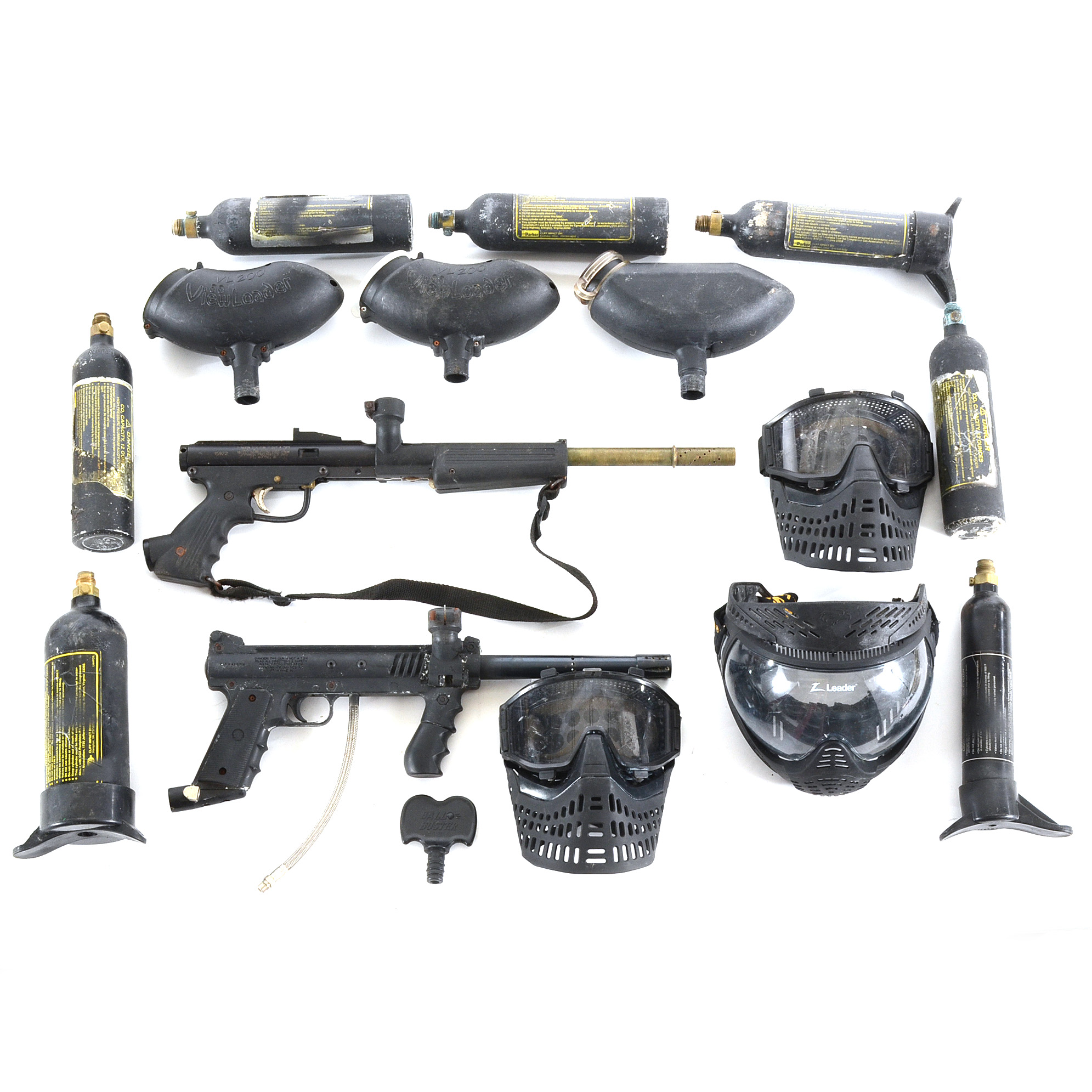 Pair of Tippman Paintball Guns with Accessories