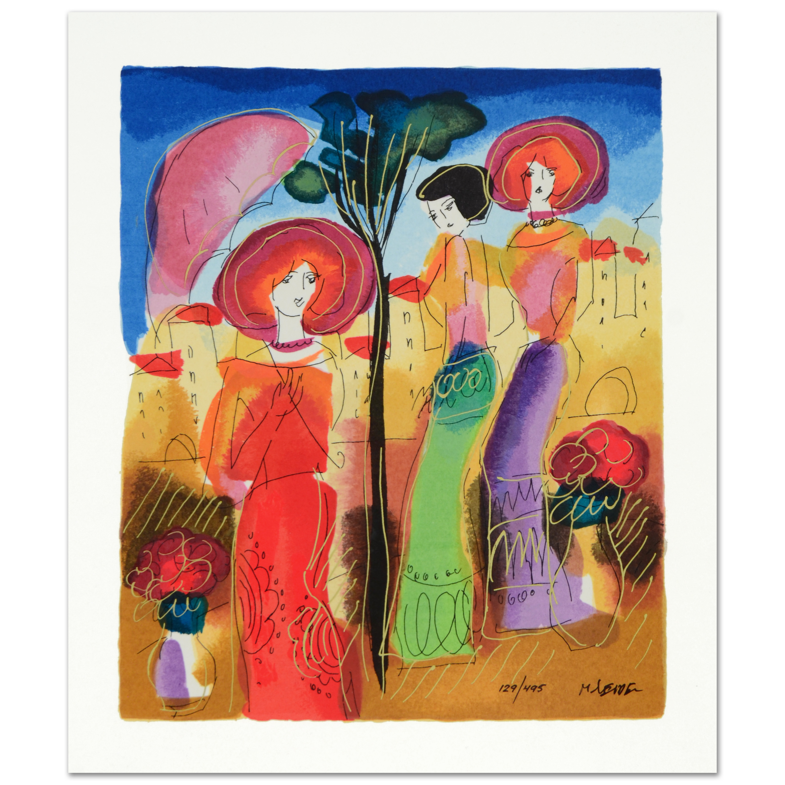 Moshe Leider Limited Edition Serigraph "Afternoon Walk"