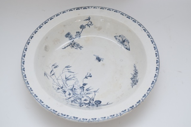 Vintage Blue and White Carmen Terre De Fer France Porcelain Serving Bowl