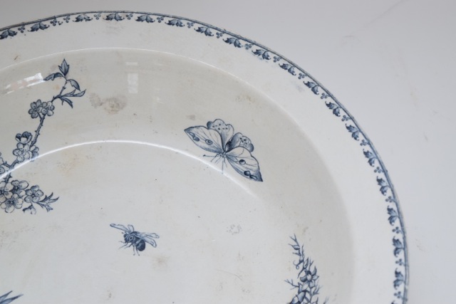 Vintage Blue and White Carmen Terre De Fer France Porcelain Serving Bowl
