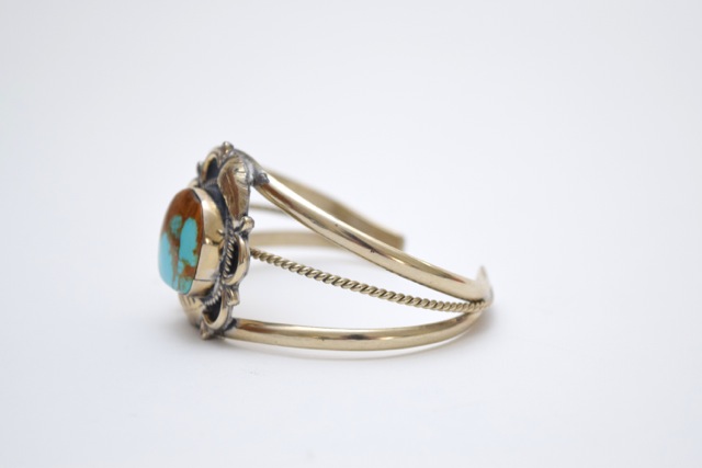 Carico Lake Turquoise and Nickel Silver Southwestern Style Cuff Bracelet