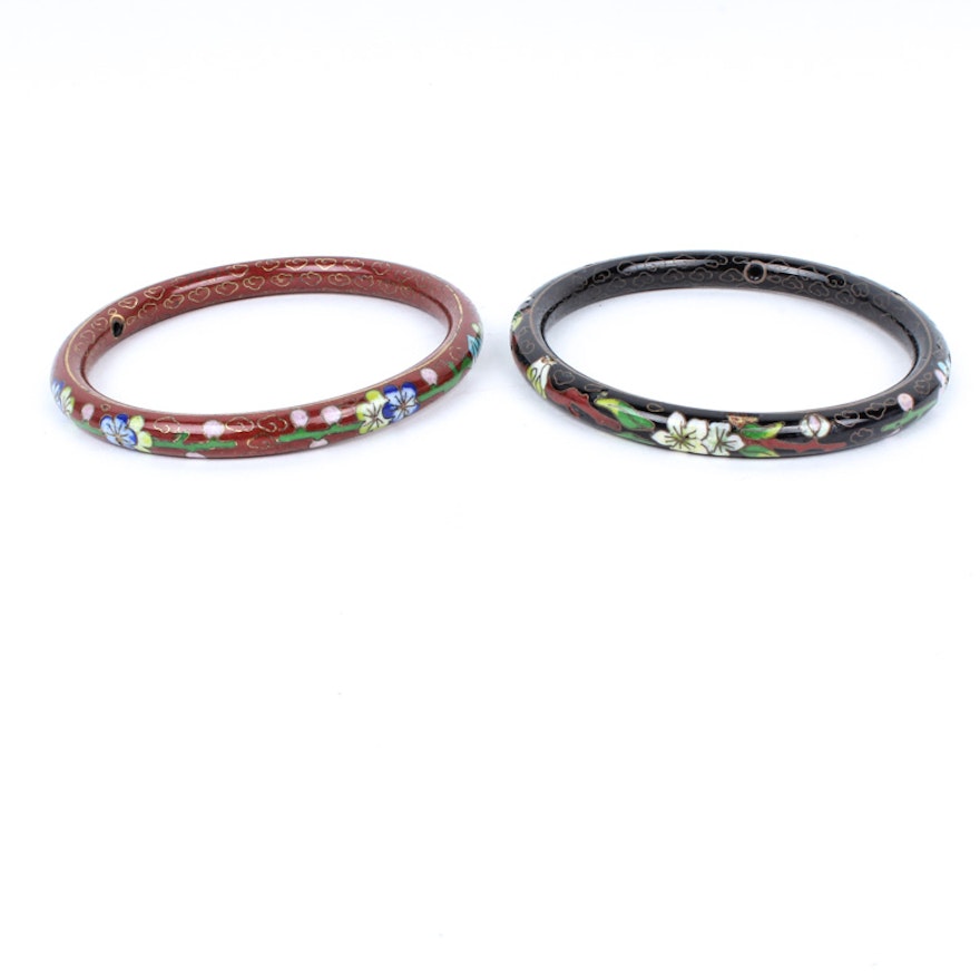 Pair of Cloisonné Bangle Bracelets