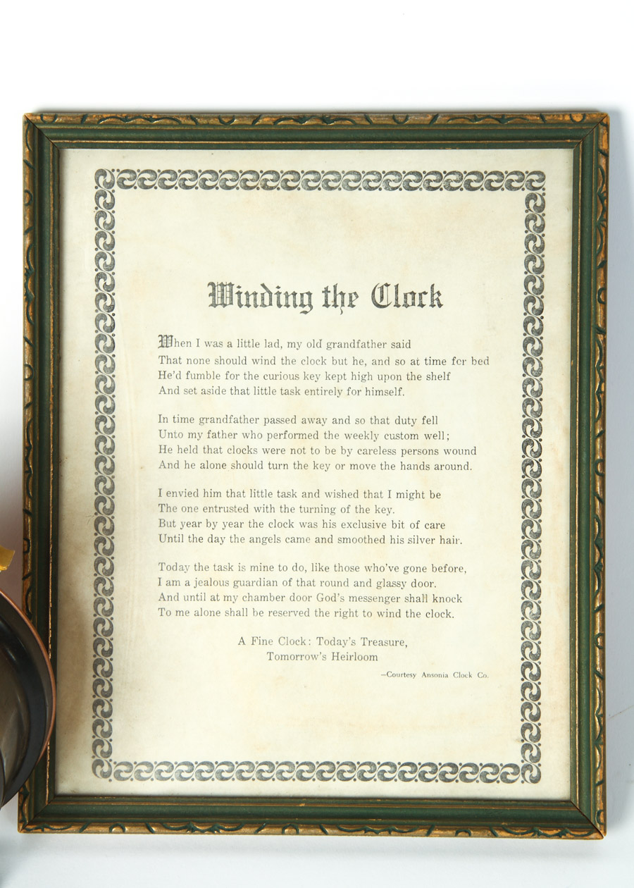 Vintage Novelty Wind-Up Alarm Clock & Framed Ansonia Clock Co Memo
