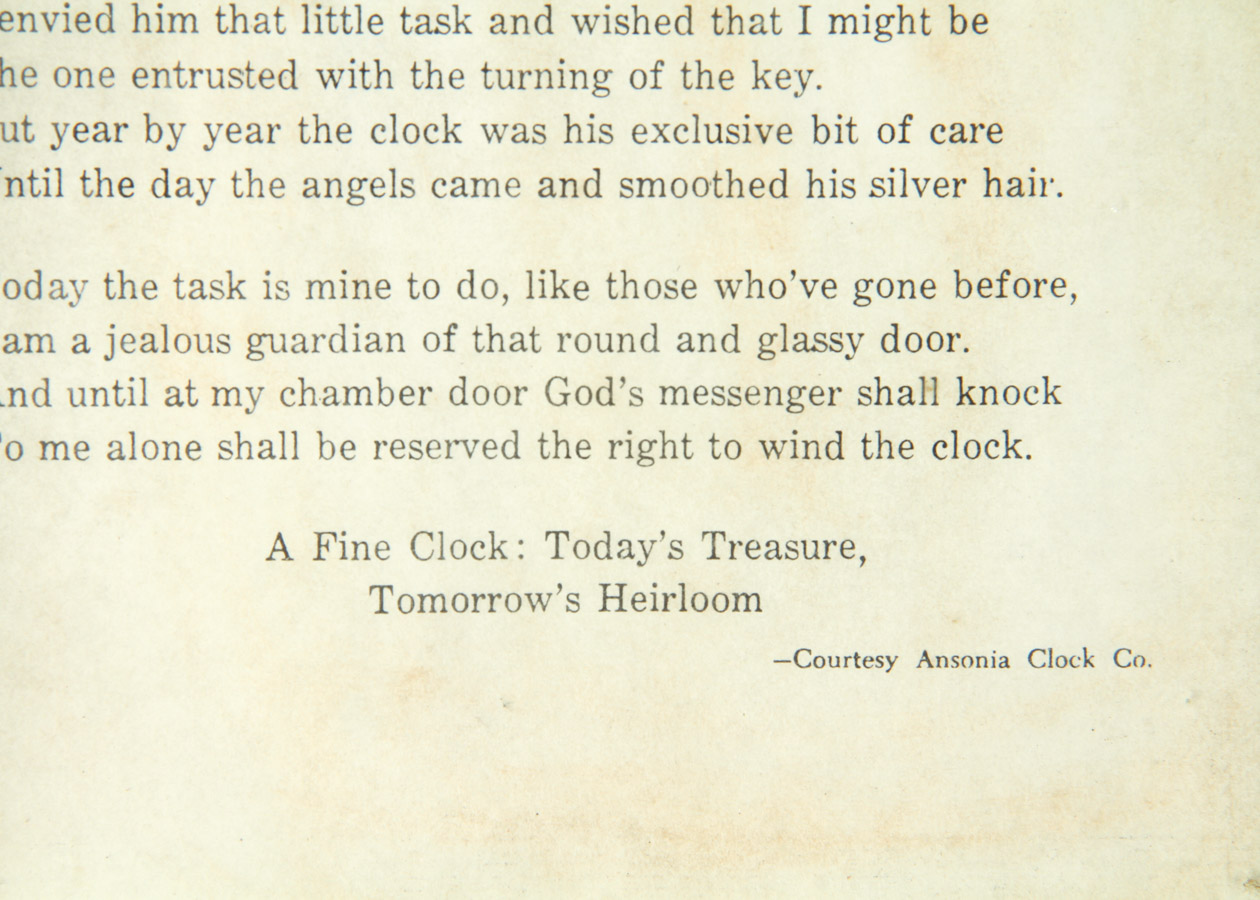 Vintage Novelty Wind-Up Alarm Clock & Framed Ansonia Clock Co Memo