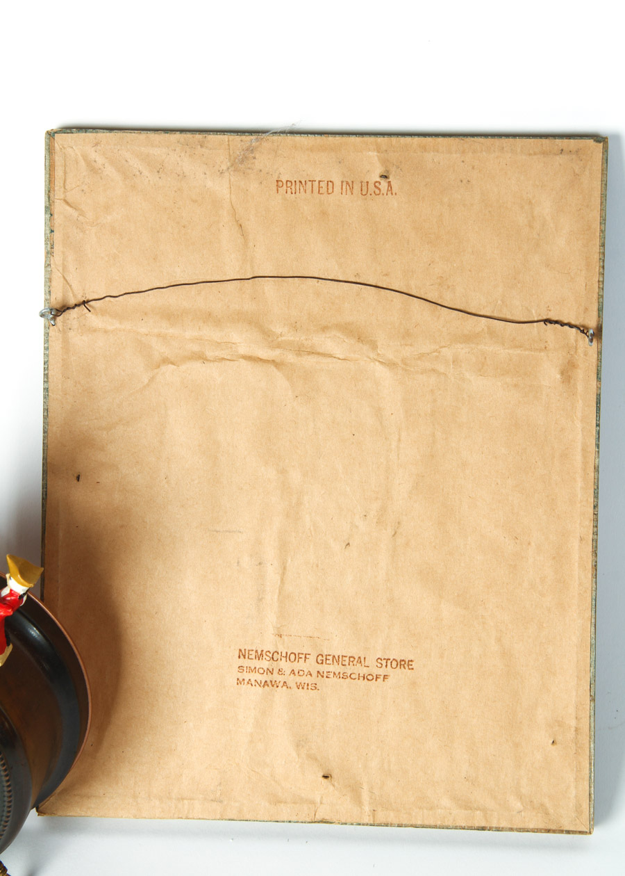 Vintage Novelty Wind-Up Alarm Clock & Framed Ansonia Clock Co Memo