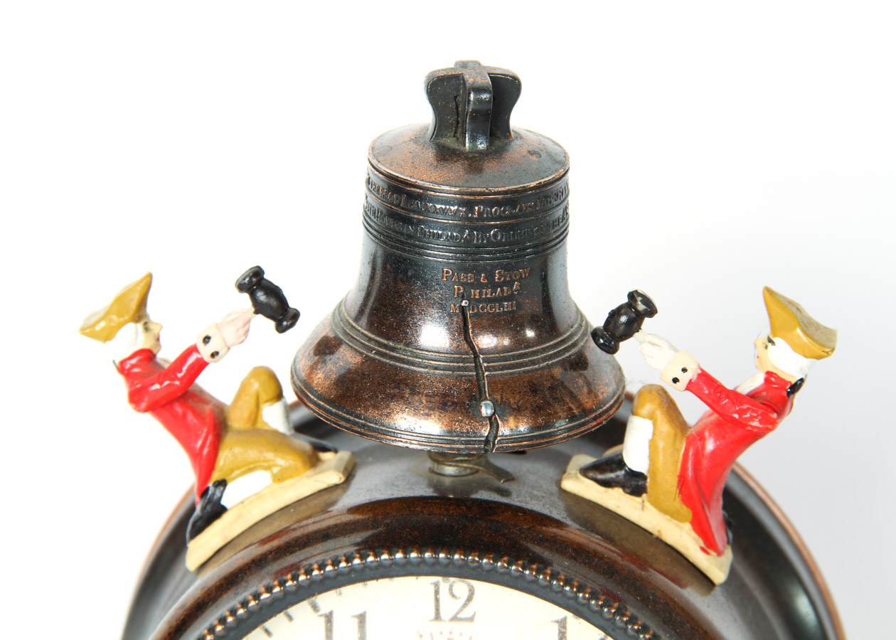 Vintage Novelty Wind-Up Alarm Clock & Framed Ansonia Clock Co Memo