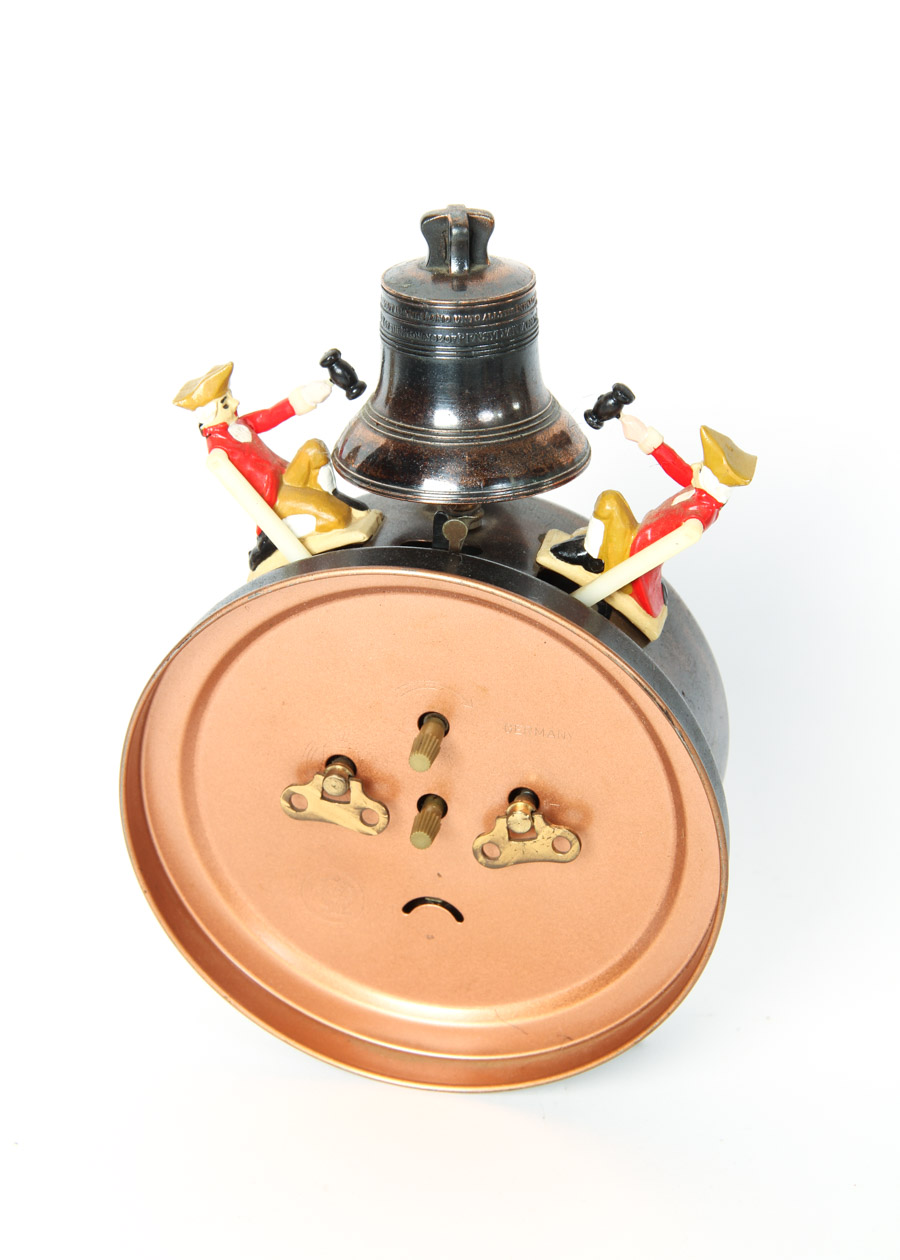 Vintage Novelty Wind-Up Alarm Clock & Framed Ansonia Clock Co Memo