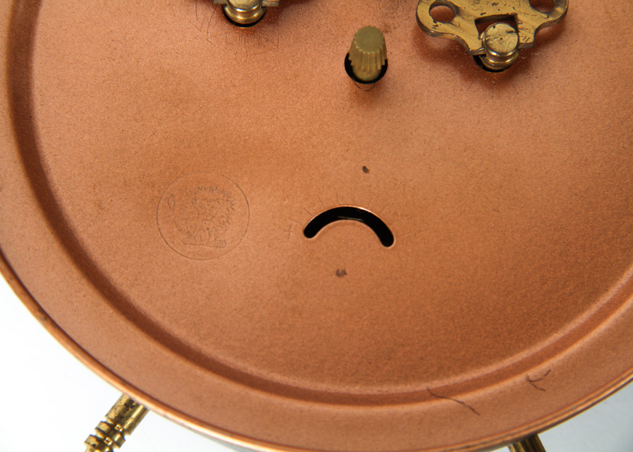 Vintage Novelty Wind-Up Alarm Clock & Framed Ansonia Clock Co Memo