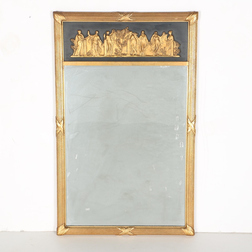 Gilt Framed Mirror with Classical Grecian Figures Relief