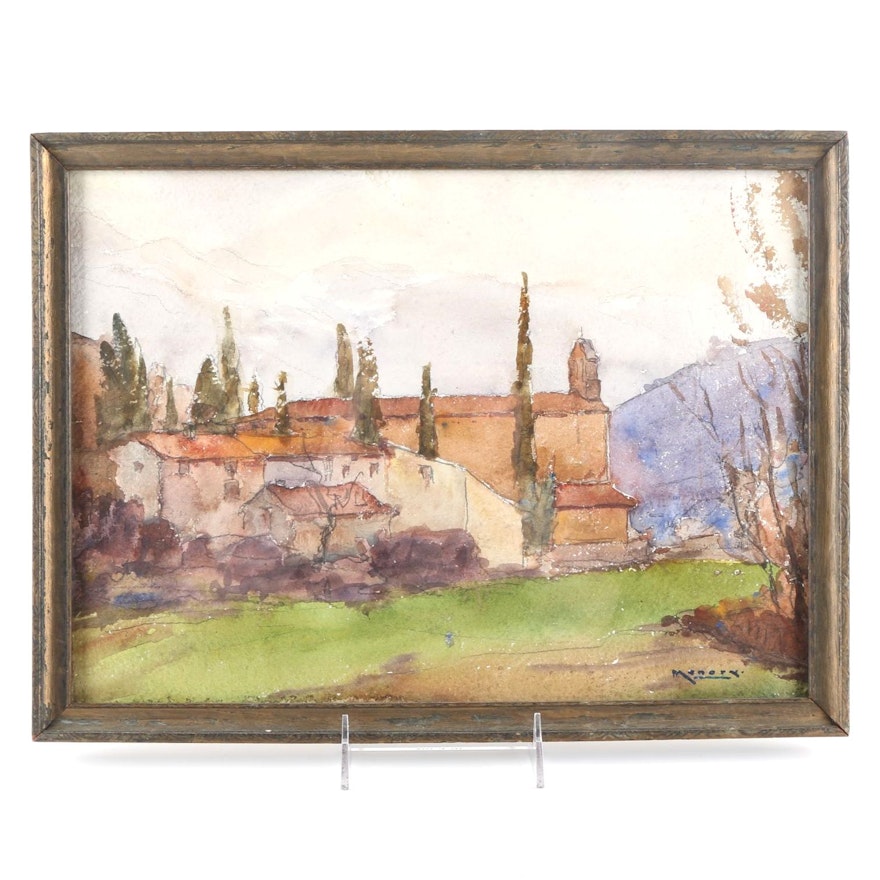 Raoul Monory Original Watercolor of French Countryside