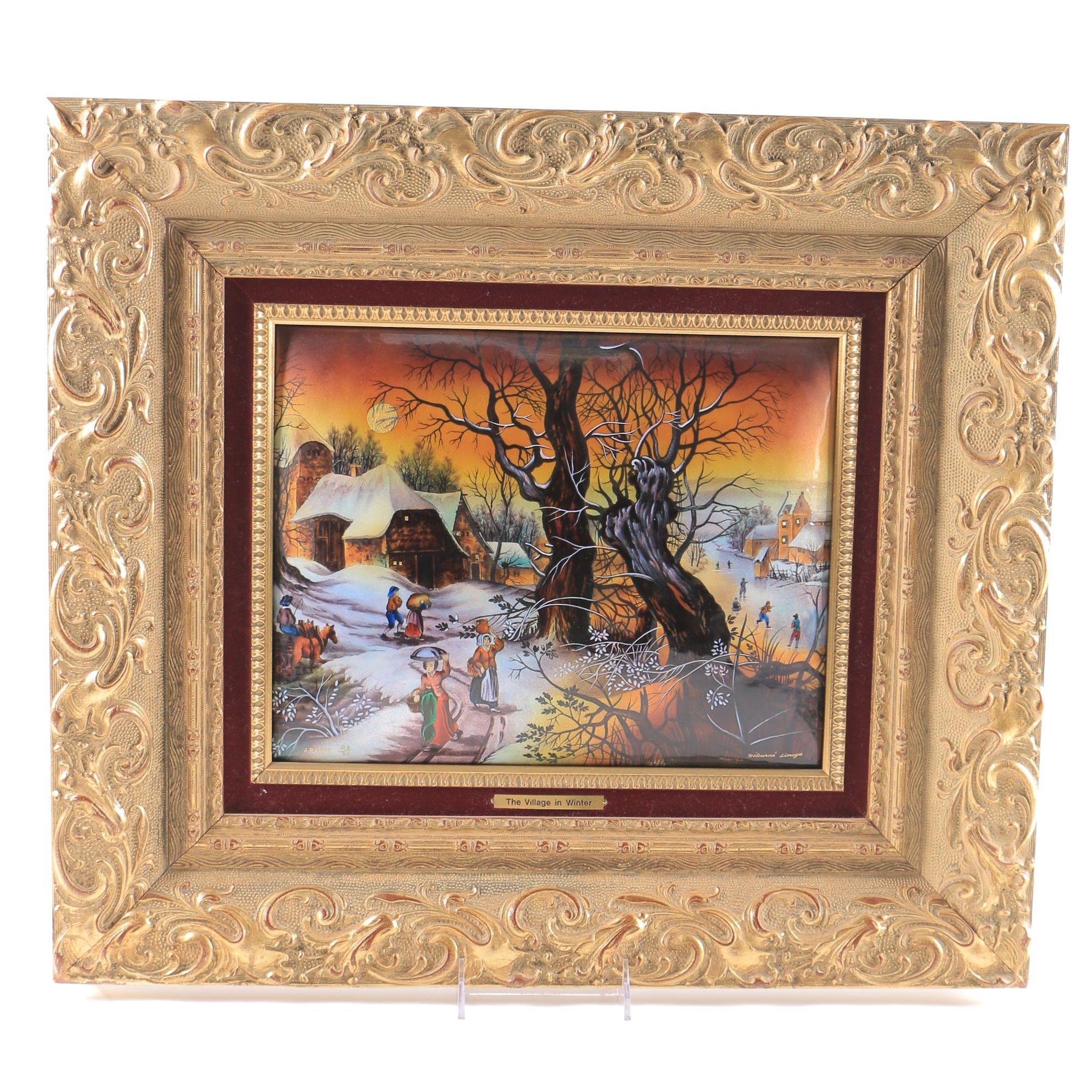 Bétourné Limoges J.P. Loup Limited Edition Enamel on Copper "The Village in Winter"