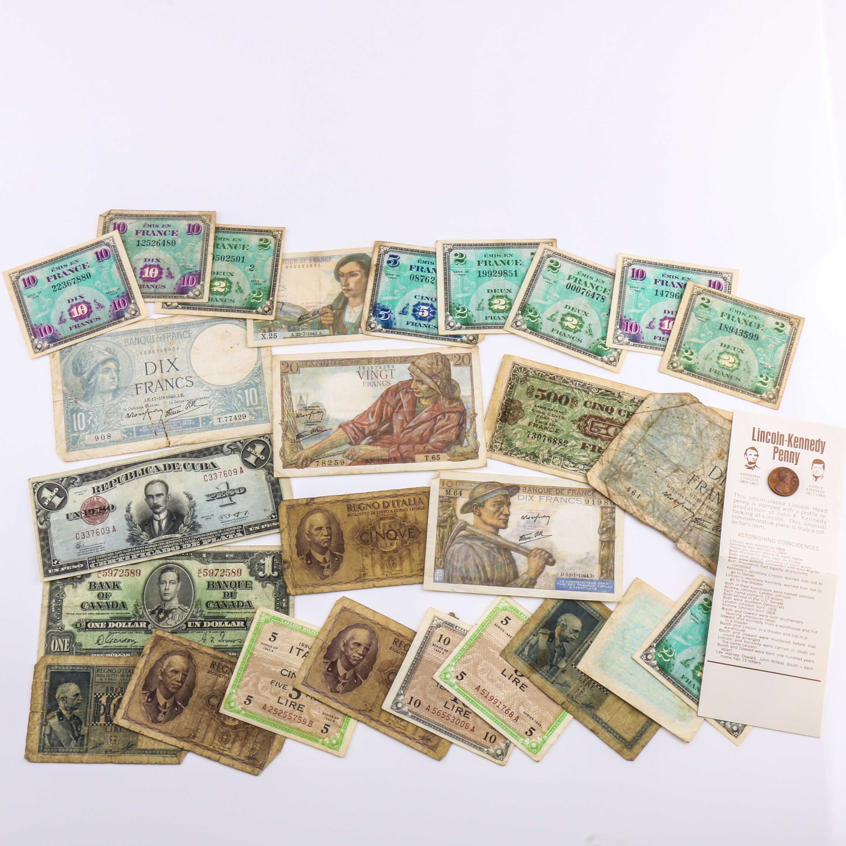 Twenty-Six Foreign Banknotes