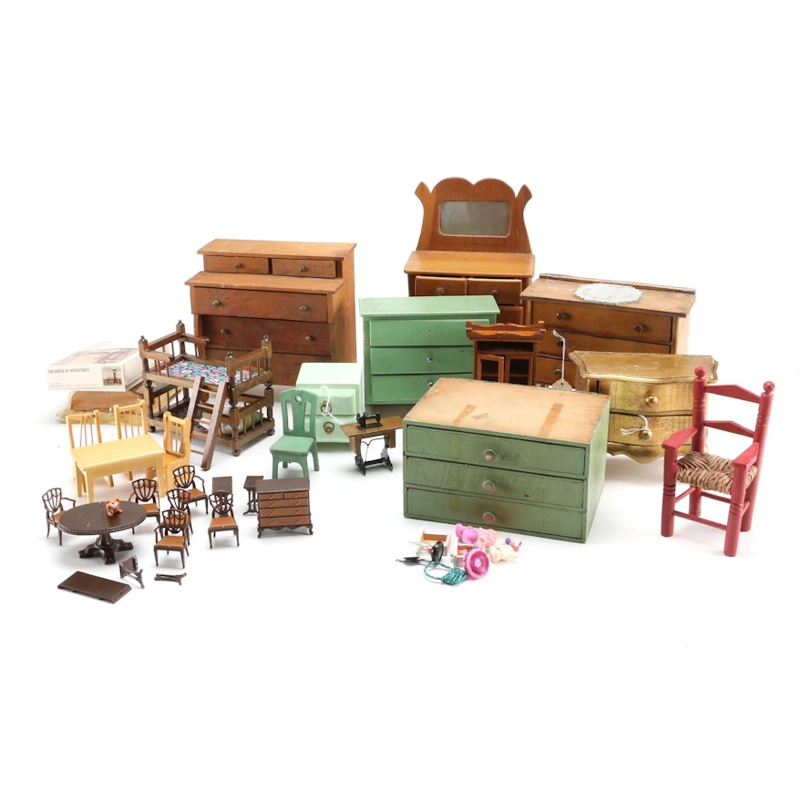 Miniature and Dollhouse Furniture Collection Including Hepplewhite Style