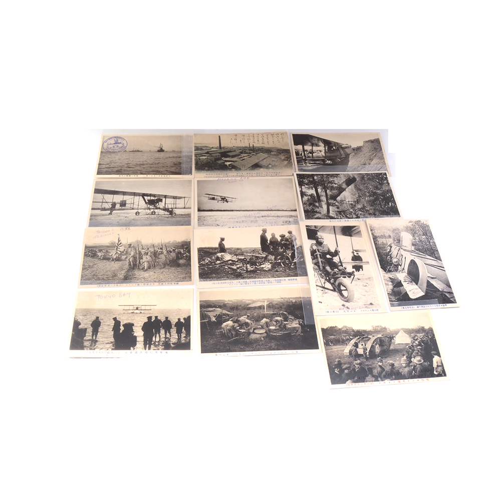 Thirteen 1900s-1930s Japanese Photo Military Photo Postcards