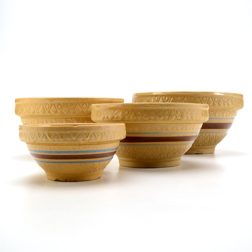Vintage Robinson Ransbottom Yellow Ware Mixing Bowls