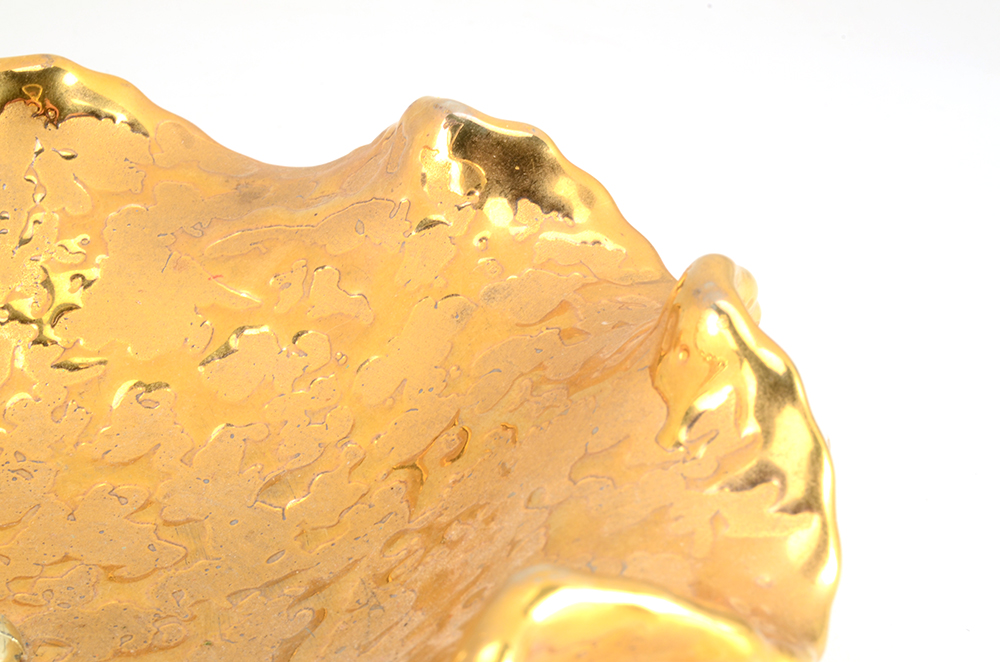 1950's Holley Rose "Weeping Bright" 22K Gold Candy Dish