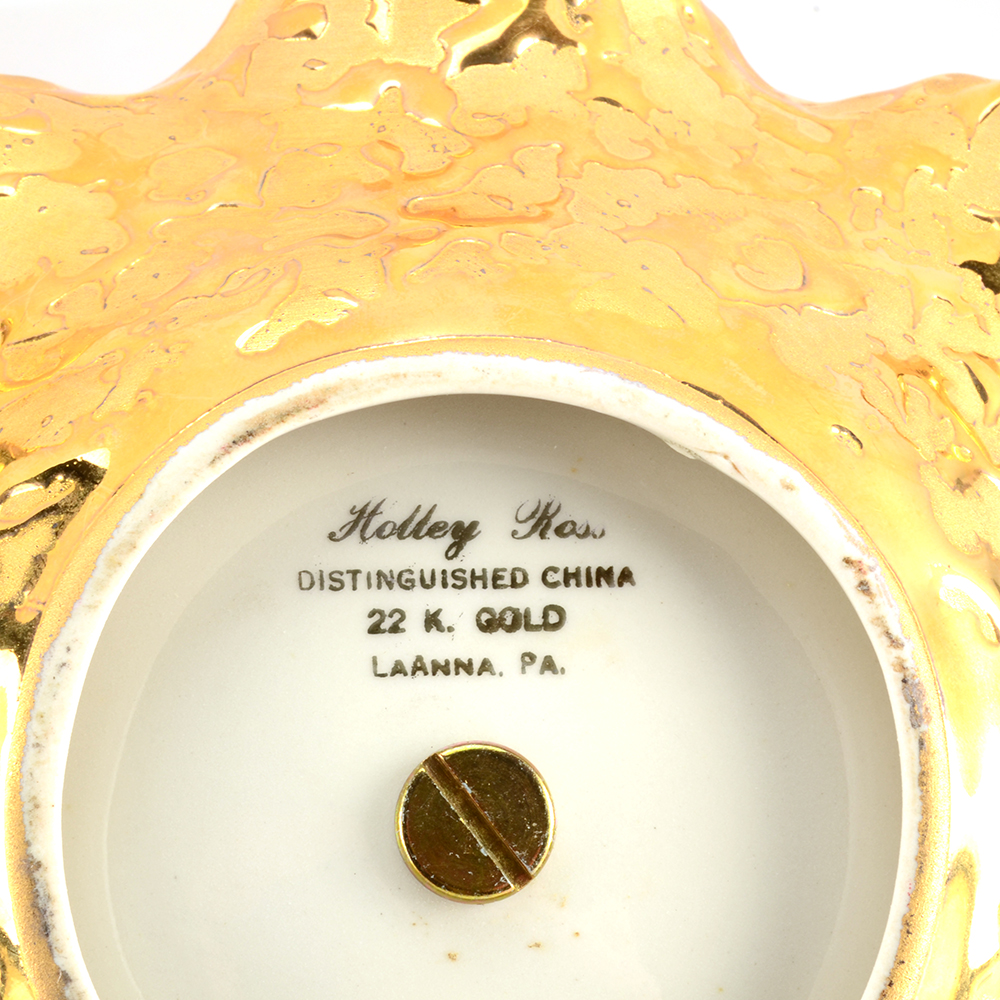 1950's Holley Rose "Weeping Bright" 22K Gold Candy Dish