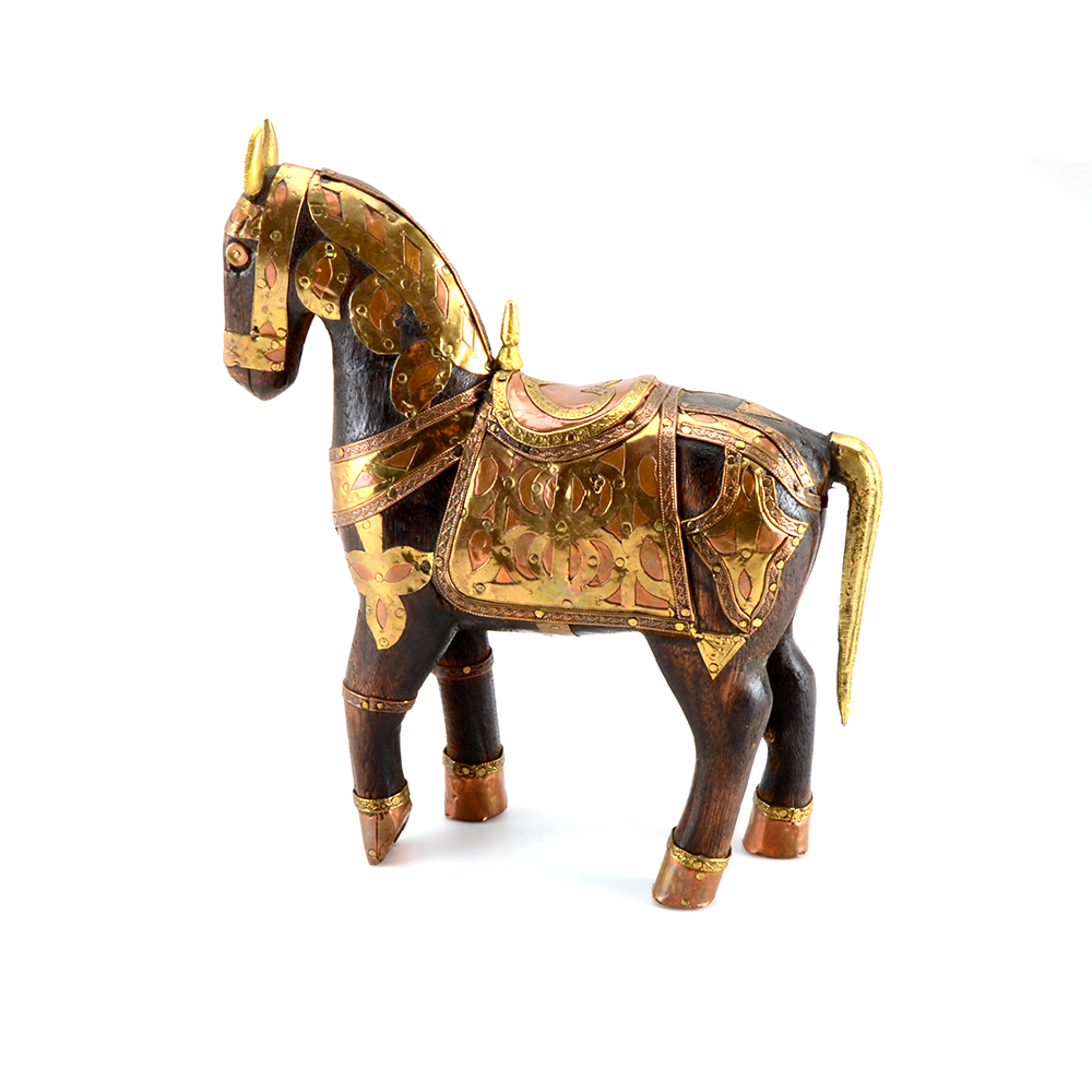 Vintage Horse Figurine with Brass and Copper